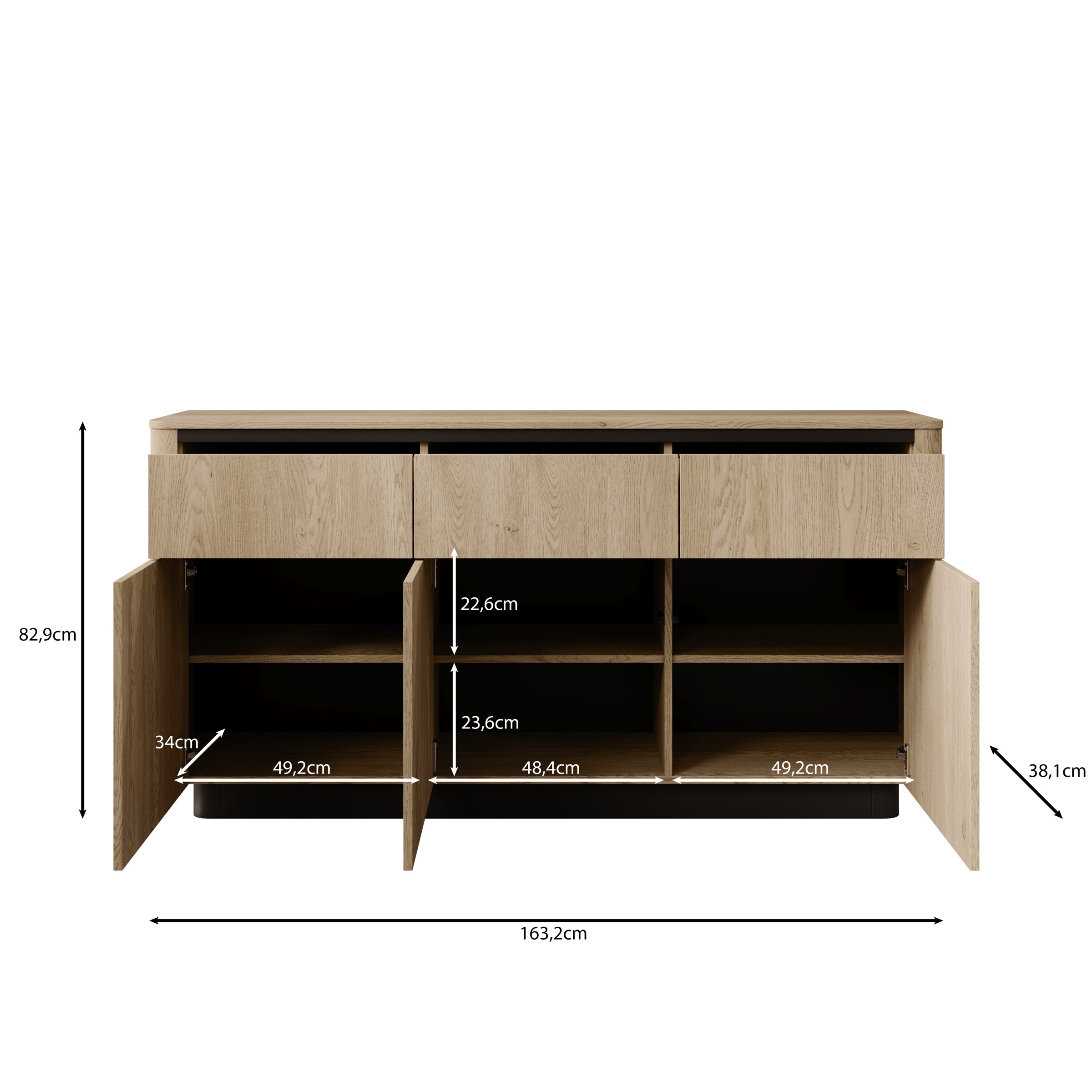 Taywan - Dressoir - Eiken - 163x38x83 cm