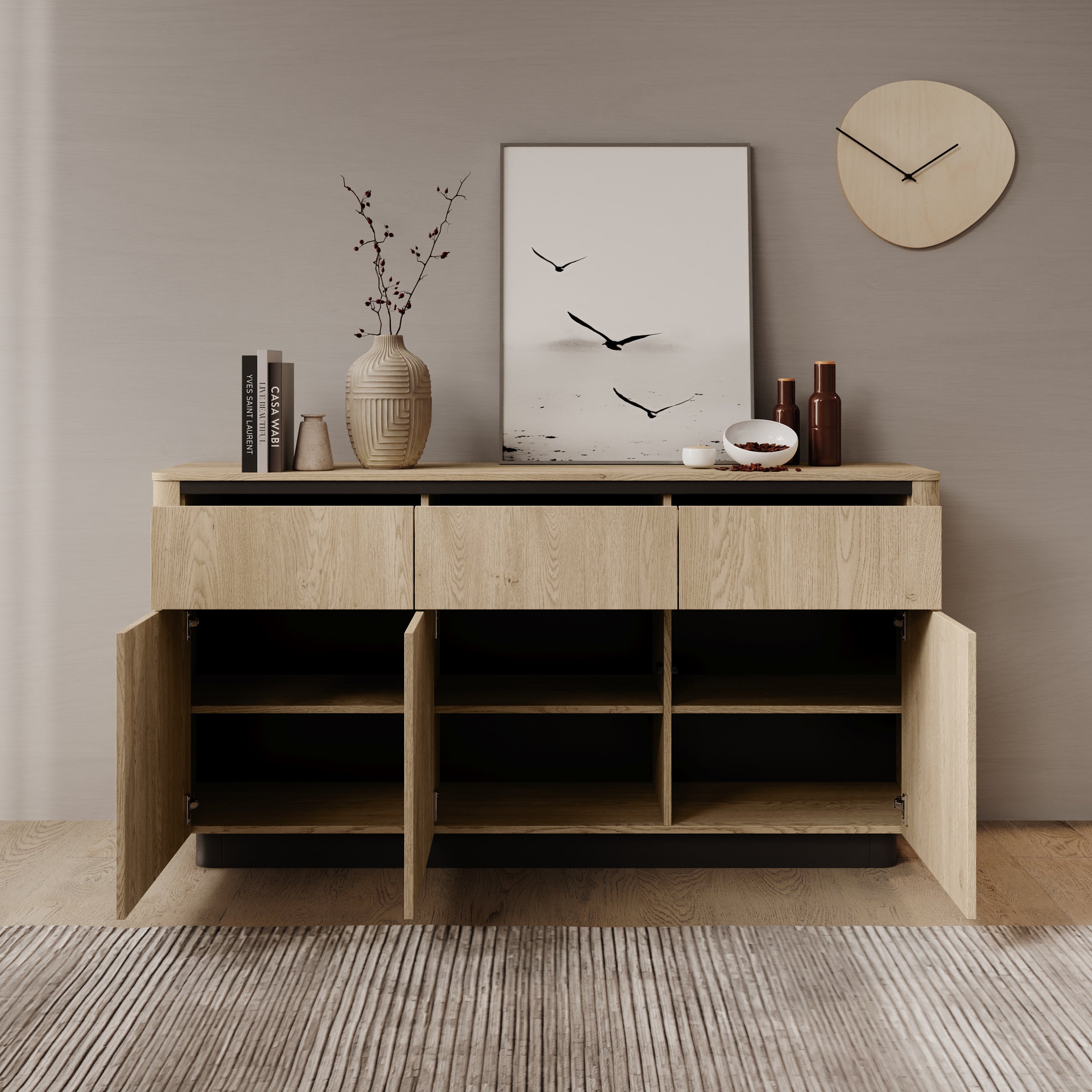 Taywan - Dressoir - Eiken - 163x38x83 cm