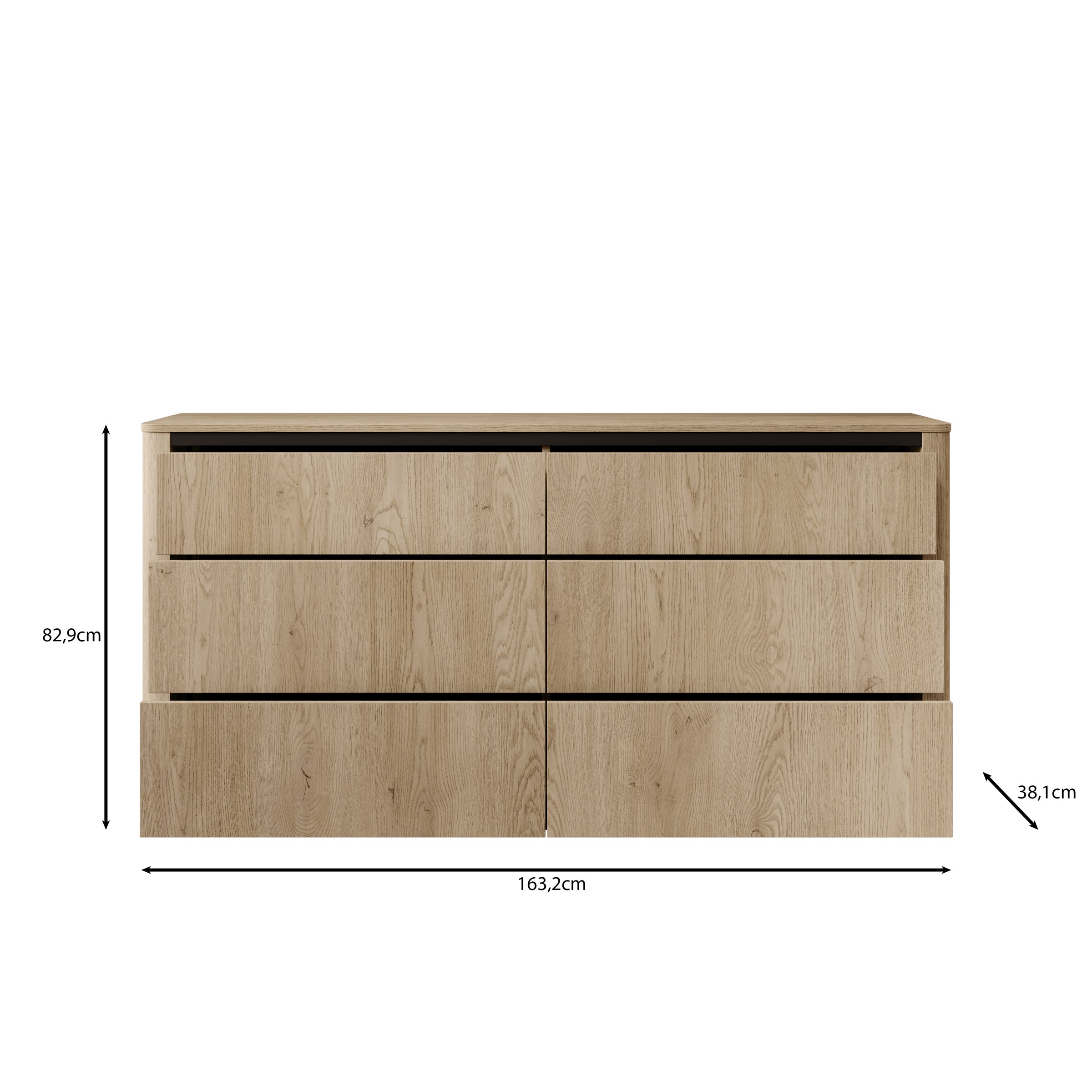 Taywan - Ladekast met 6 lades - Eiken - 163x38x83 cm