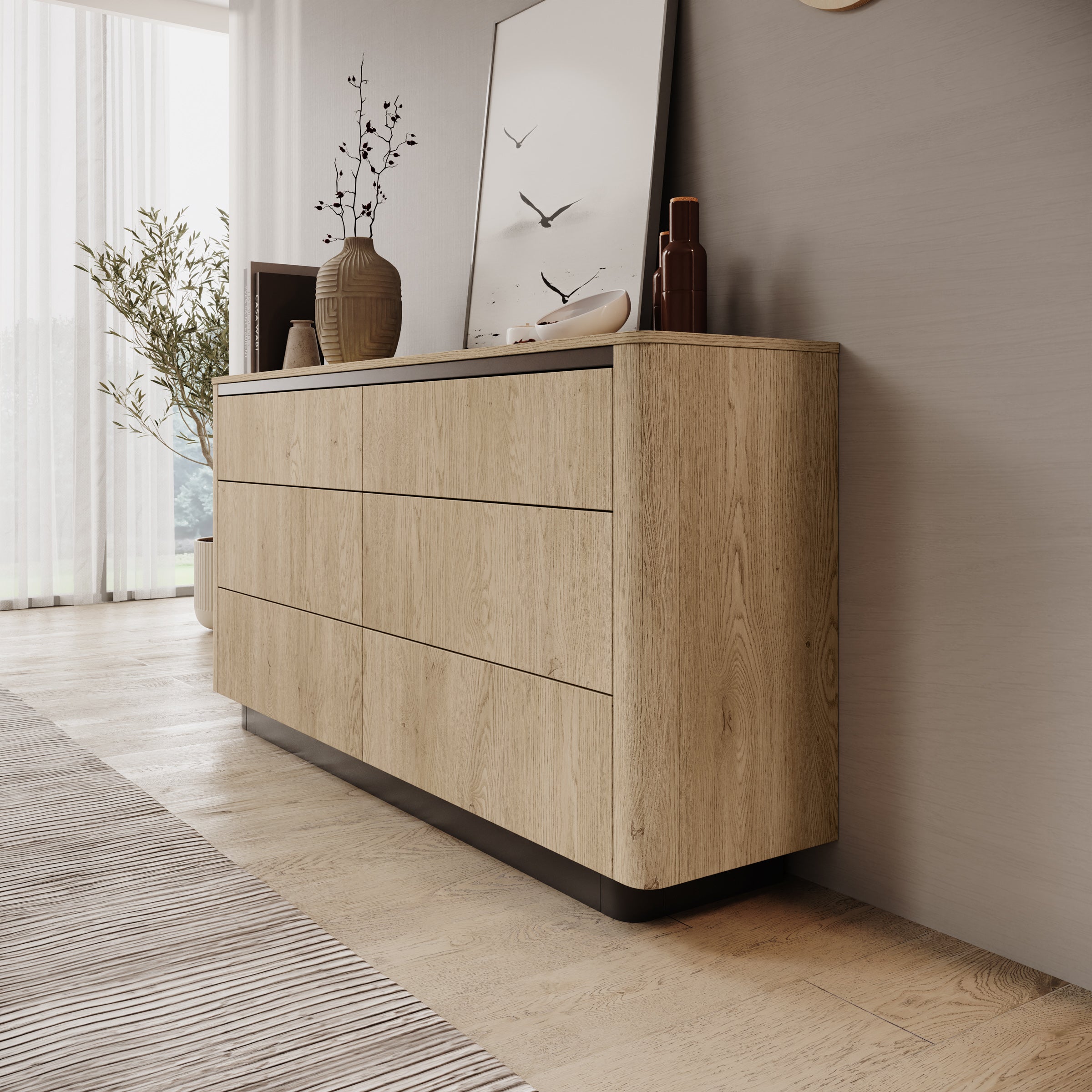 Taywan - Ladekast met 6 lades - Eiken - 163x38x83 cm