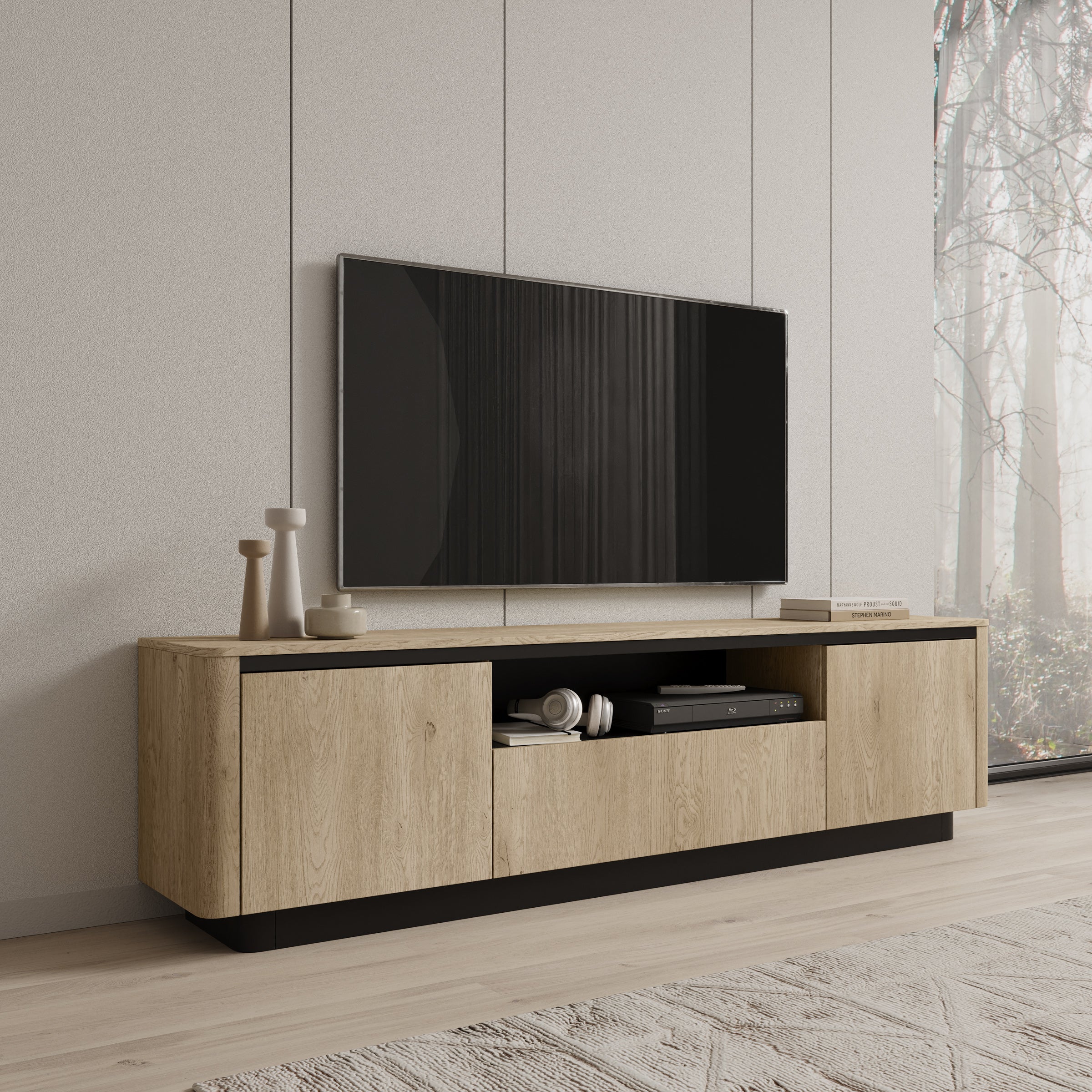 Taywan - TV-Meubel - Eiken - 200x38x55 cm