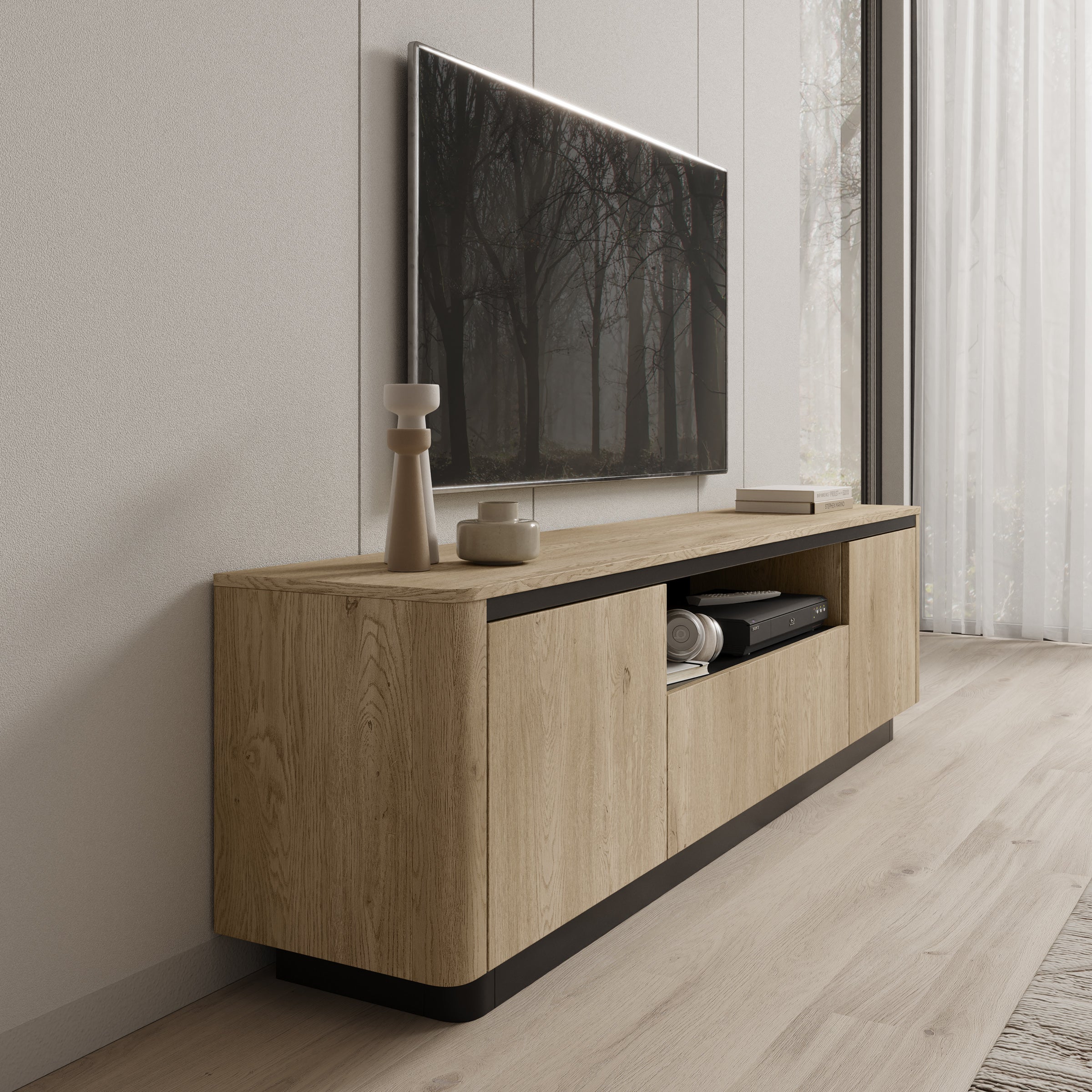 Taywan - TV-Meubel - Eiken - 200x38x55 cm