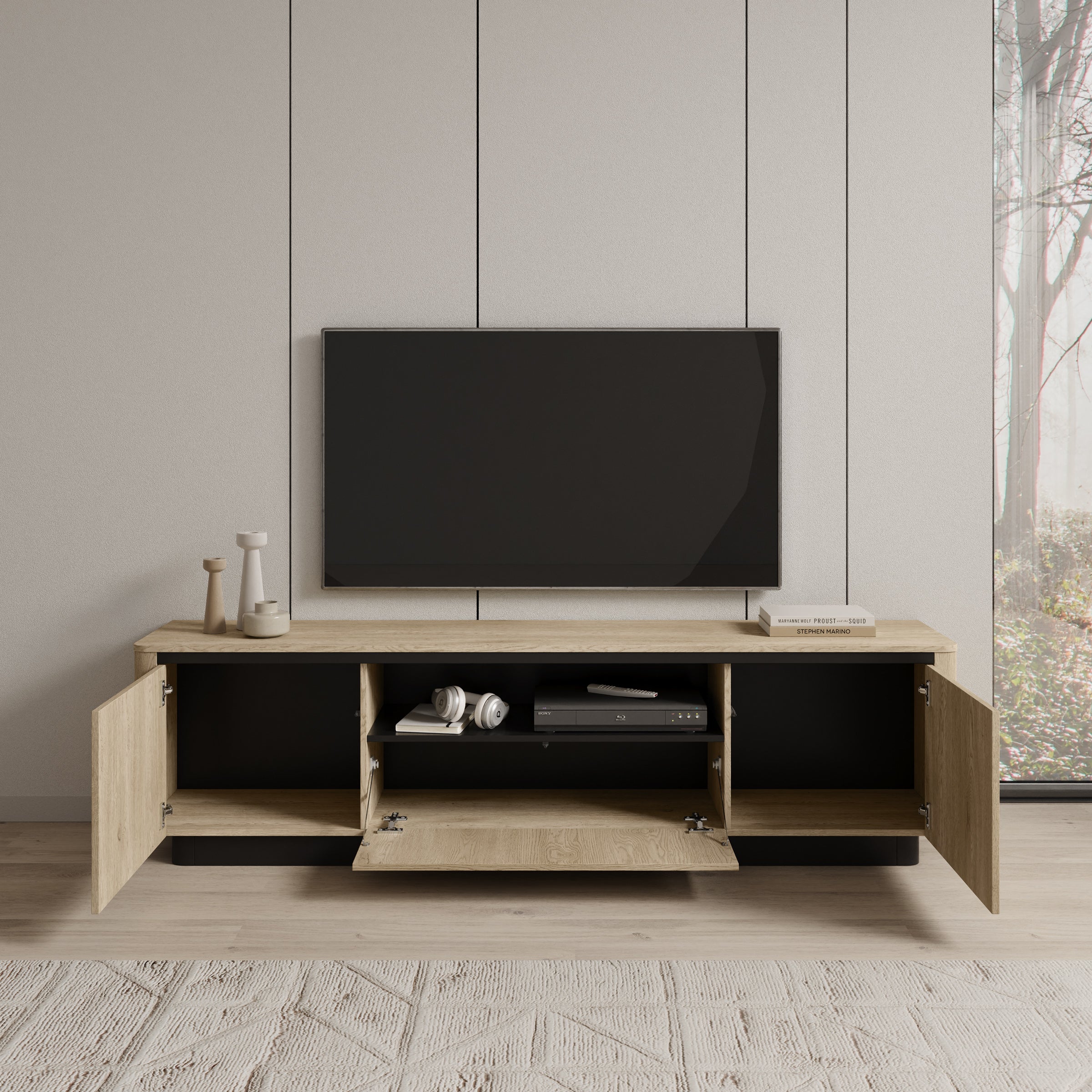 Taywan - TV-Meubel - Eiken - 200x38x55 cm