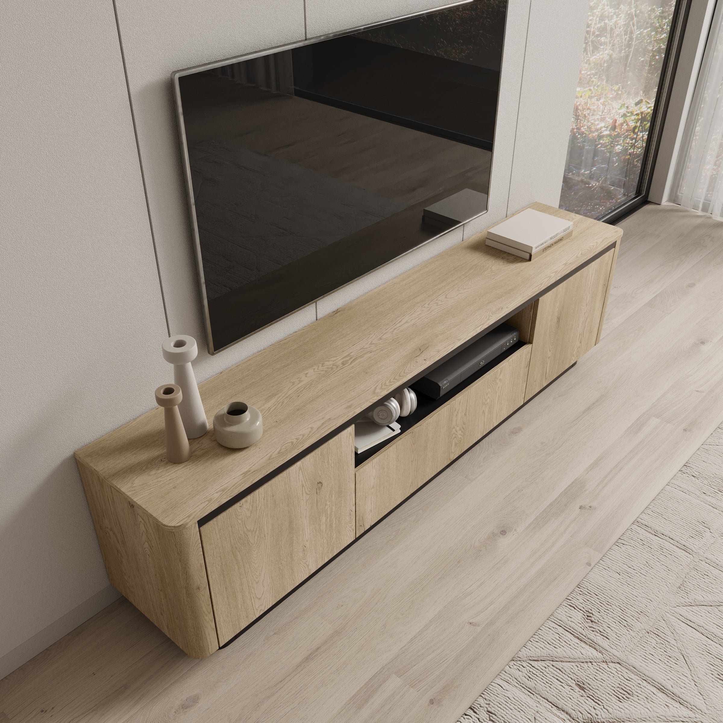 Taywan - TV-Meubel - Eiken - 200x38x55 cm