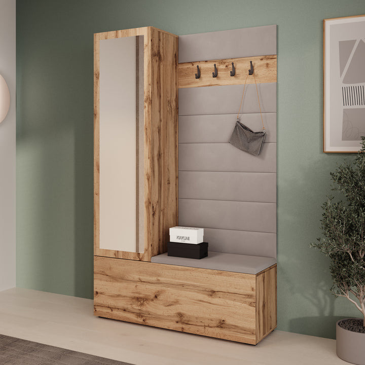 Téllaro - Halkast met deur - Eikenpatroon - 115x38x192 cm
