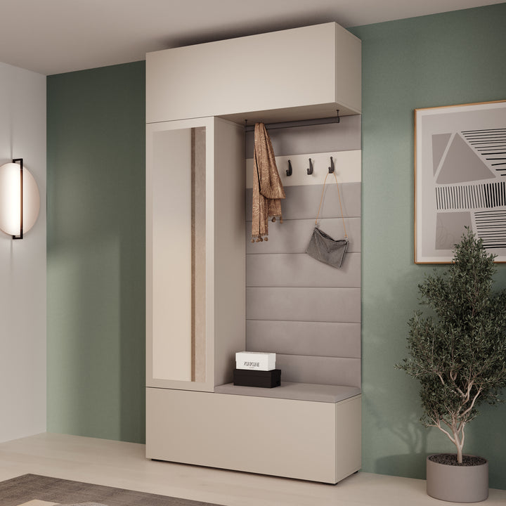 Telora - Halkast met deur - Beige - 115x38x232 cm