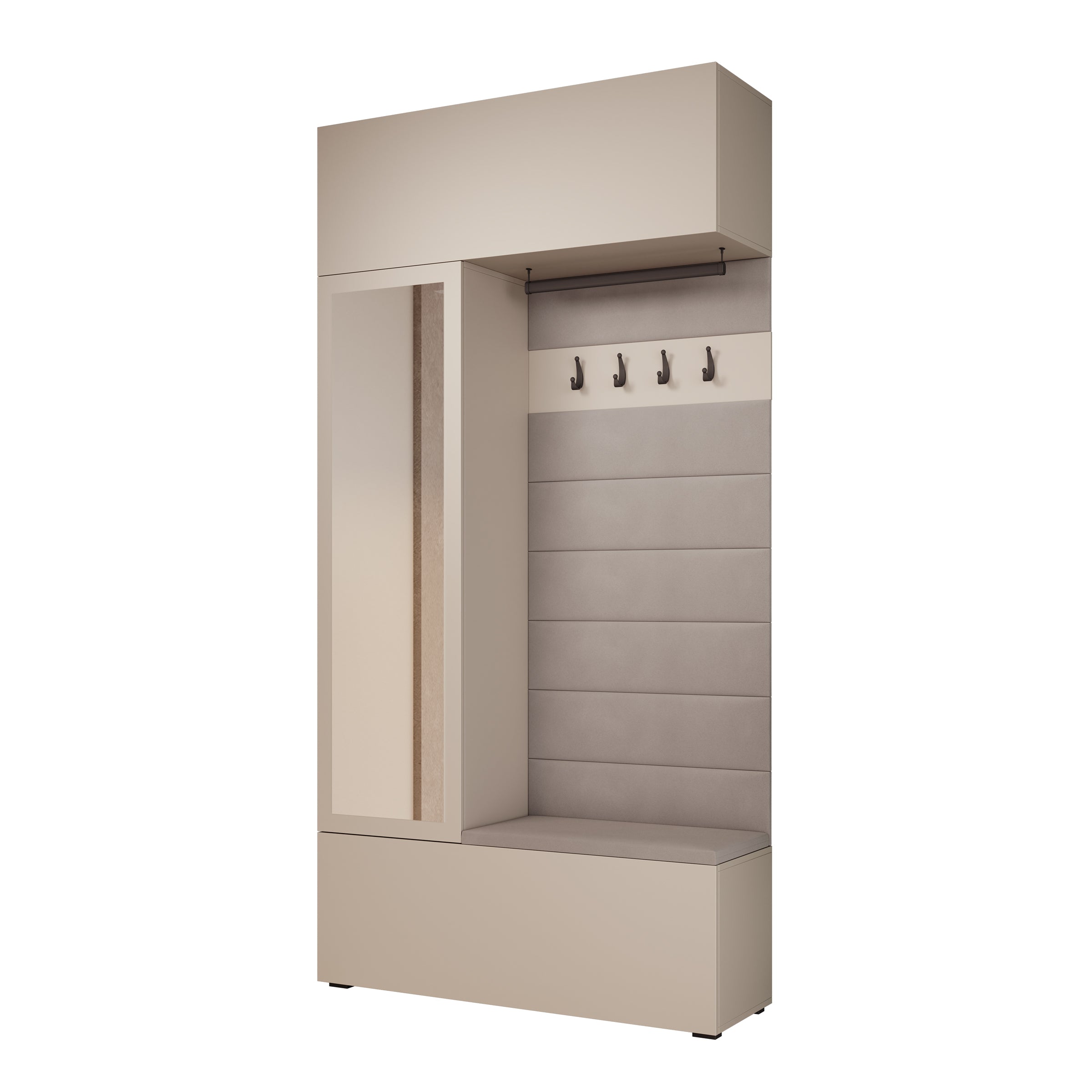 Telora - Halkast met deur - Beige - 115x38x232 cm