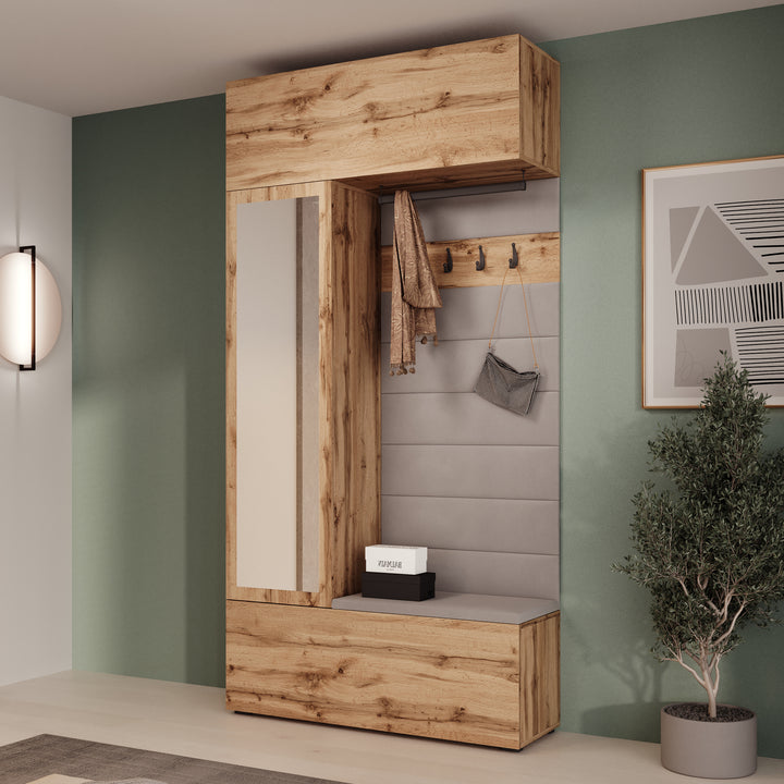 Telora - Halkast met deur - Eikenpatroon - 115x38x232 cm
