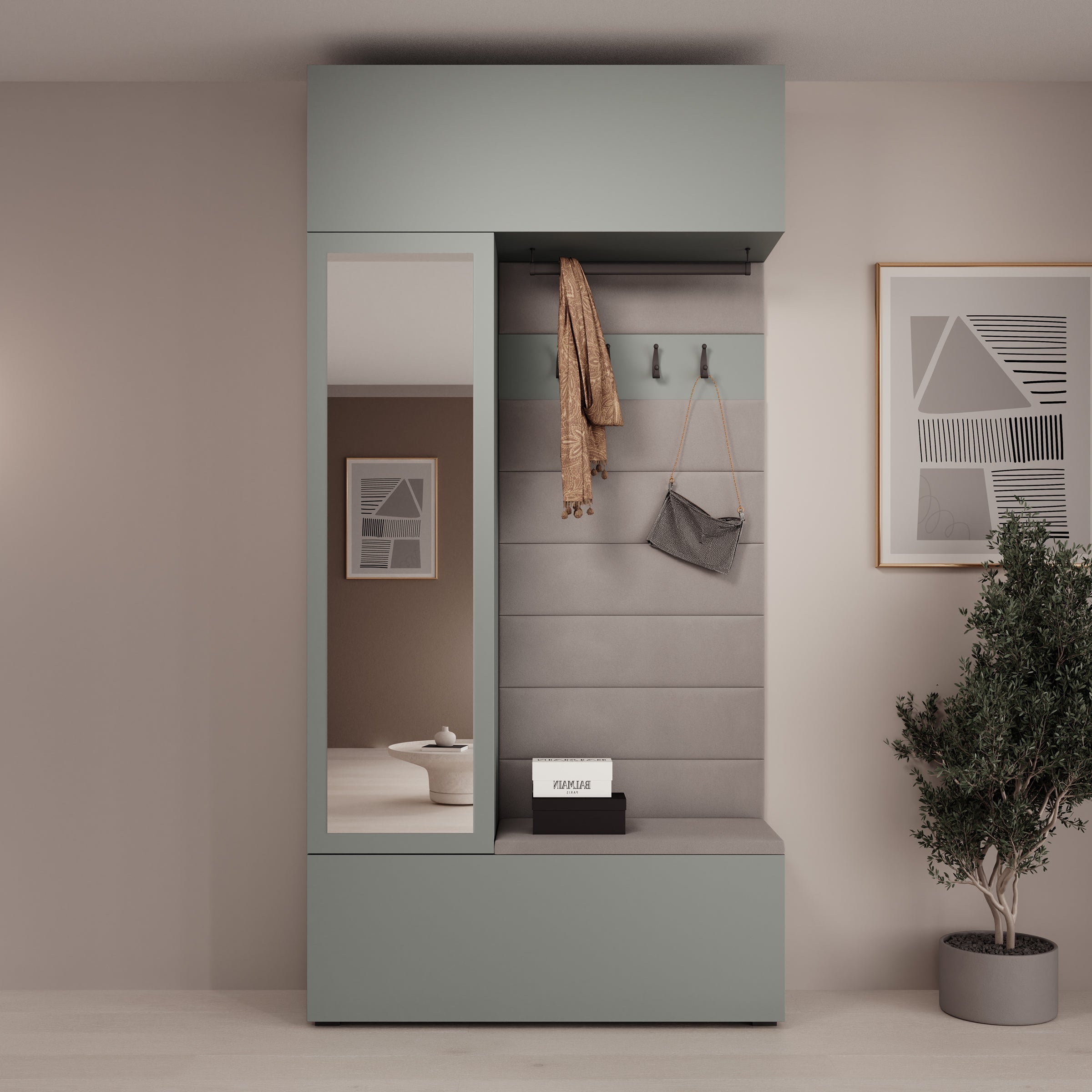 Telora - Halkast met deur - Groen - 115x38x232 cm