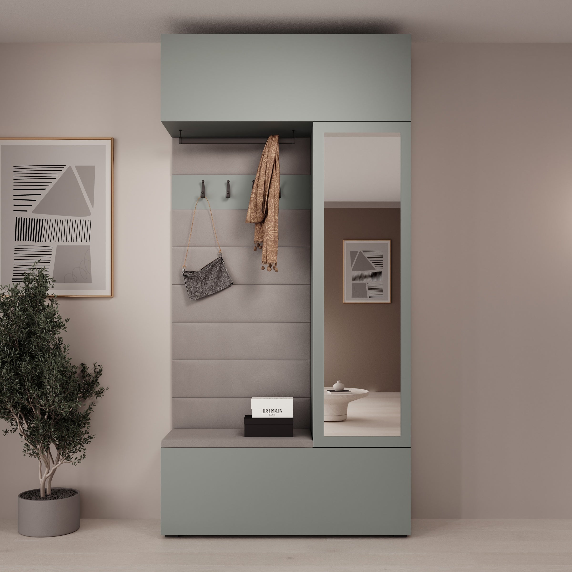 Telora - Halkast met deur - Groen - 115x38x232 cm
