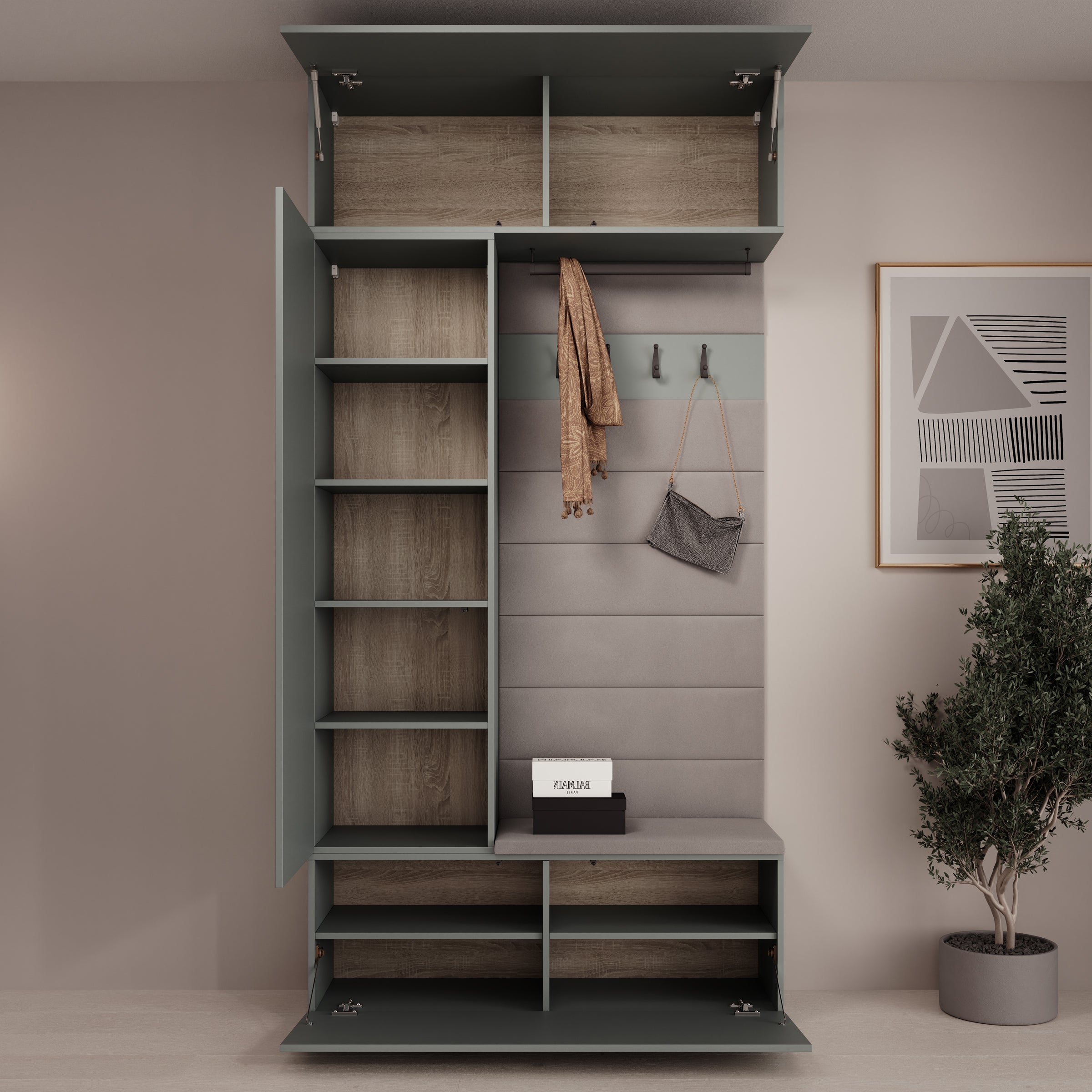 Telora - Halkast met deur - Groen - 115x38x232 cm