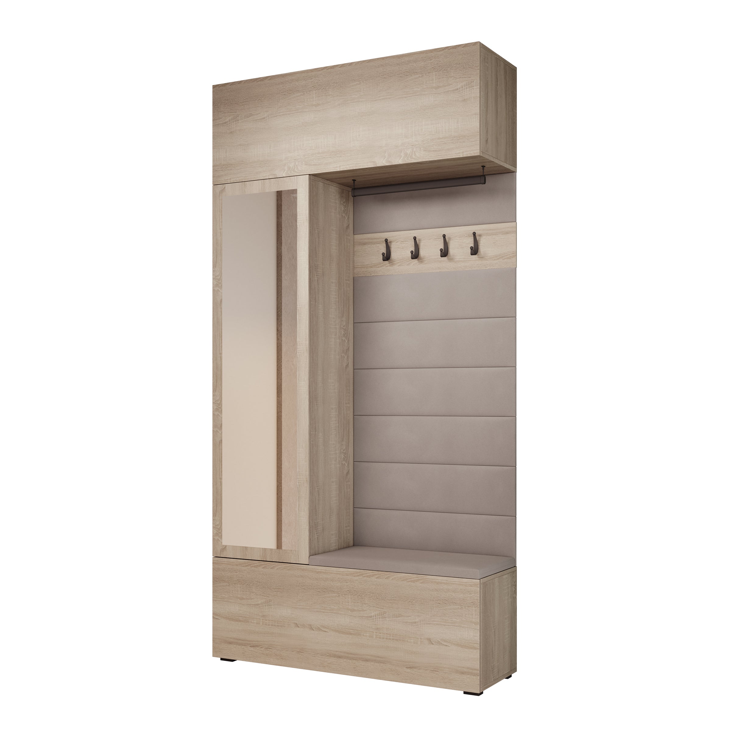 Telora - Halkast met deur - Licht Eikenpatroon - 115x38x232 cm