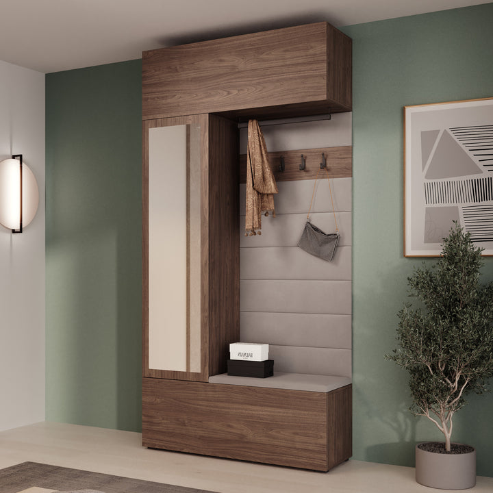 Telora - Halkast met deur - Walnootpatroon - 115x38x232 cm