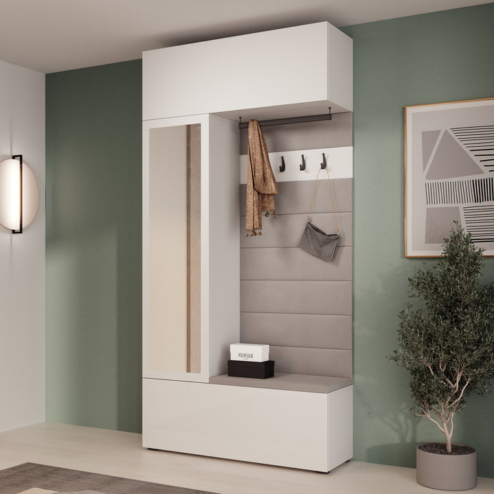 Telora - Halkast met deur - Wit - 115x38x232 cm