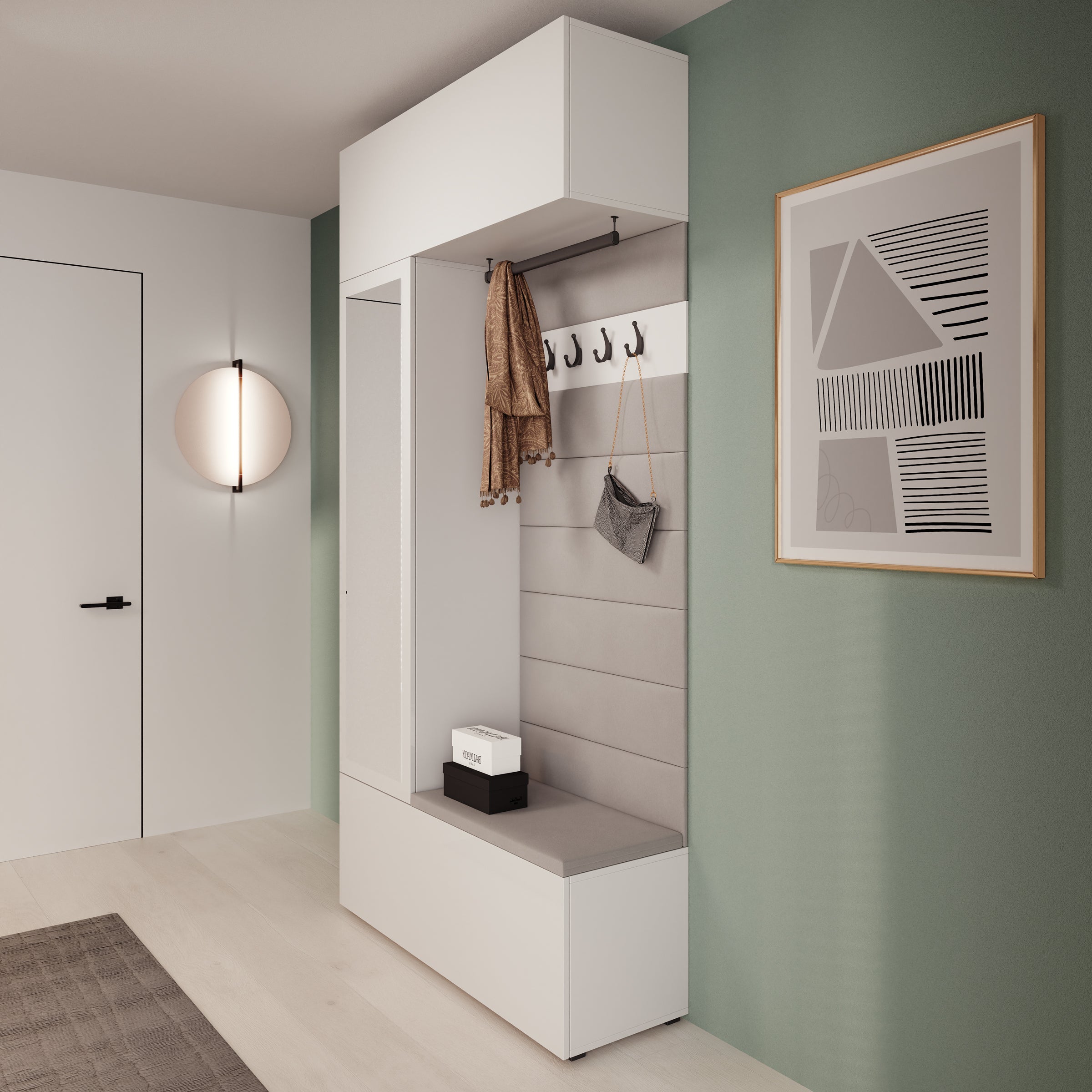 Telora - Halkast met deur - Wit - 115x38x232 cm