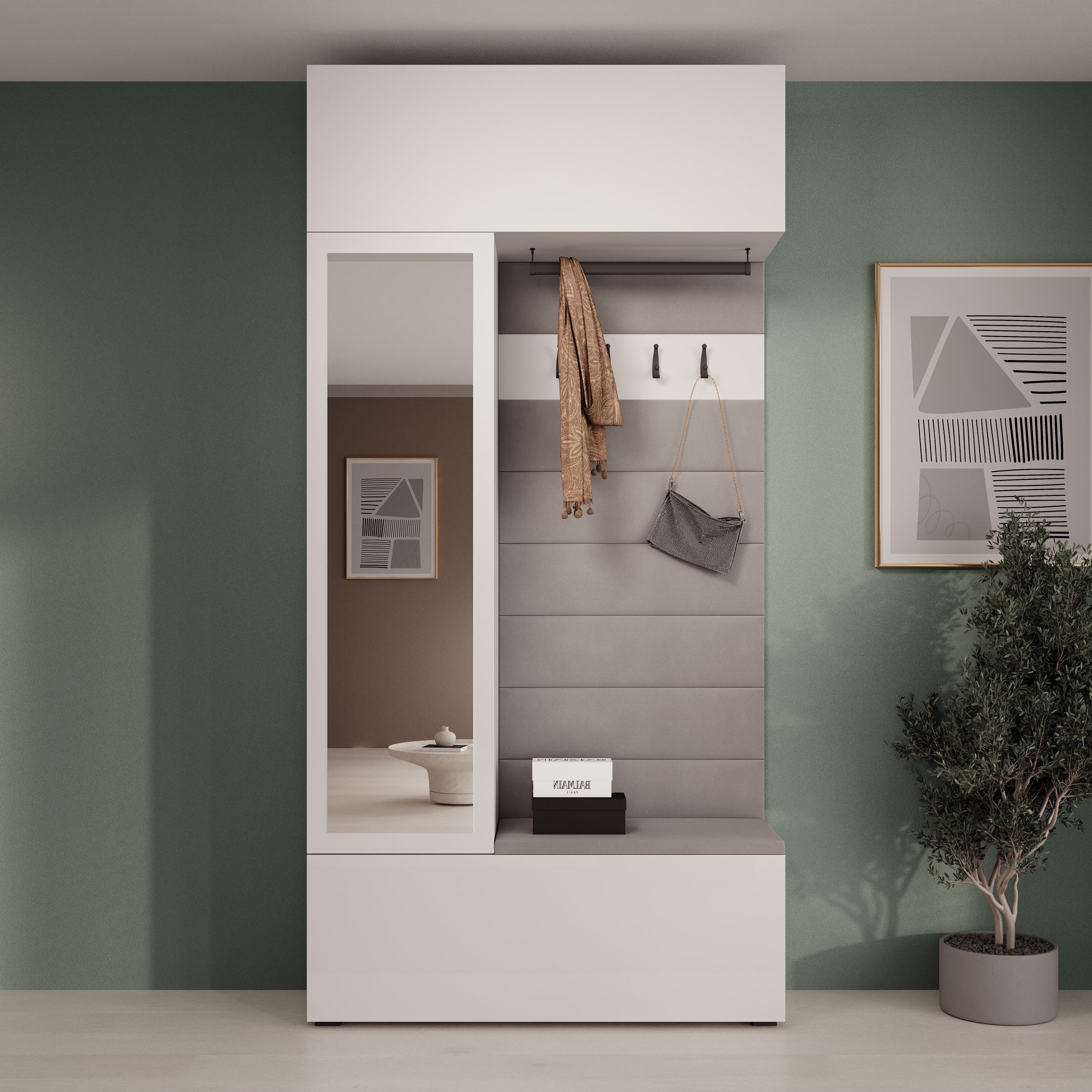 Telora - Halkast met deur - Wit - 115x38x232 cm
