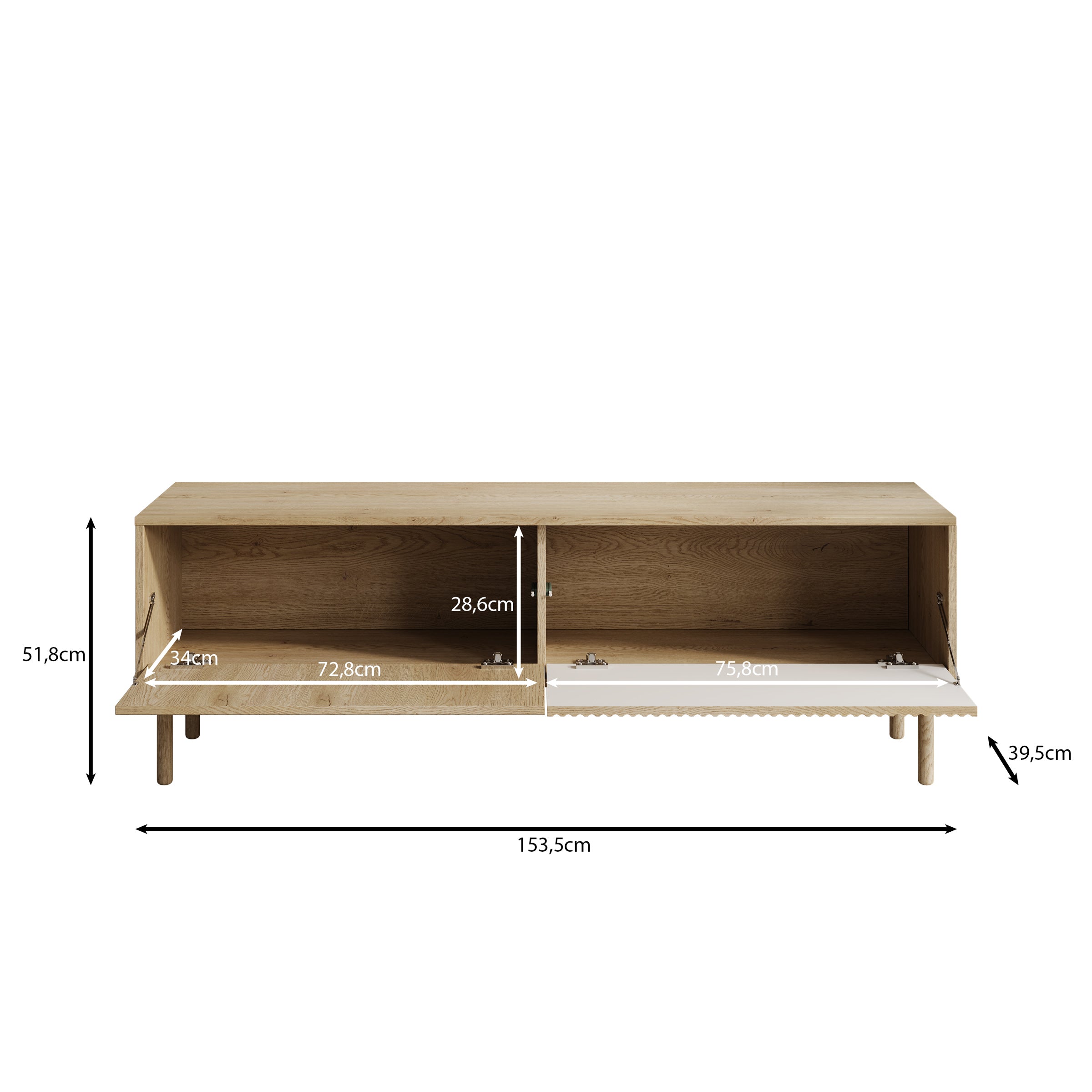 Asty - TV-Meubel - Donker eiken - 180x40x45 cm Asty - TV-Meubel - Donker eiken - 180x40x45 cm