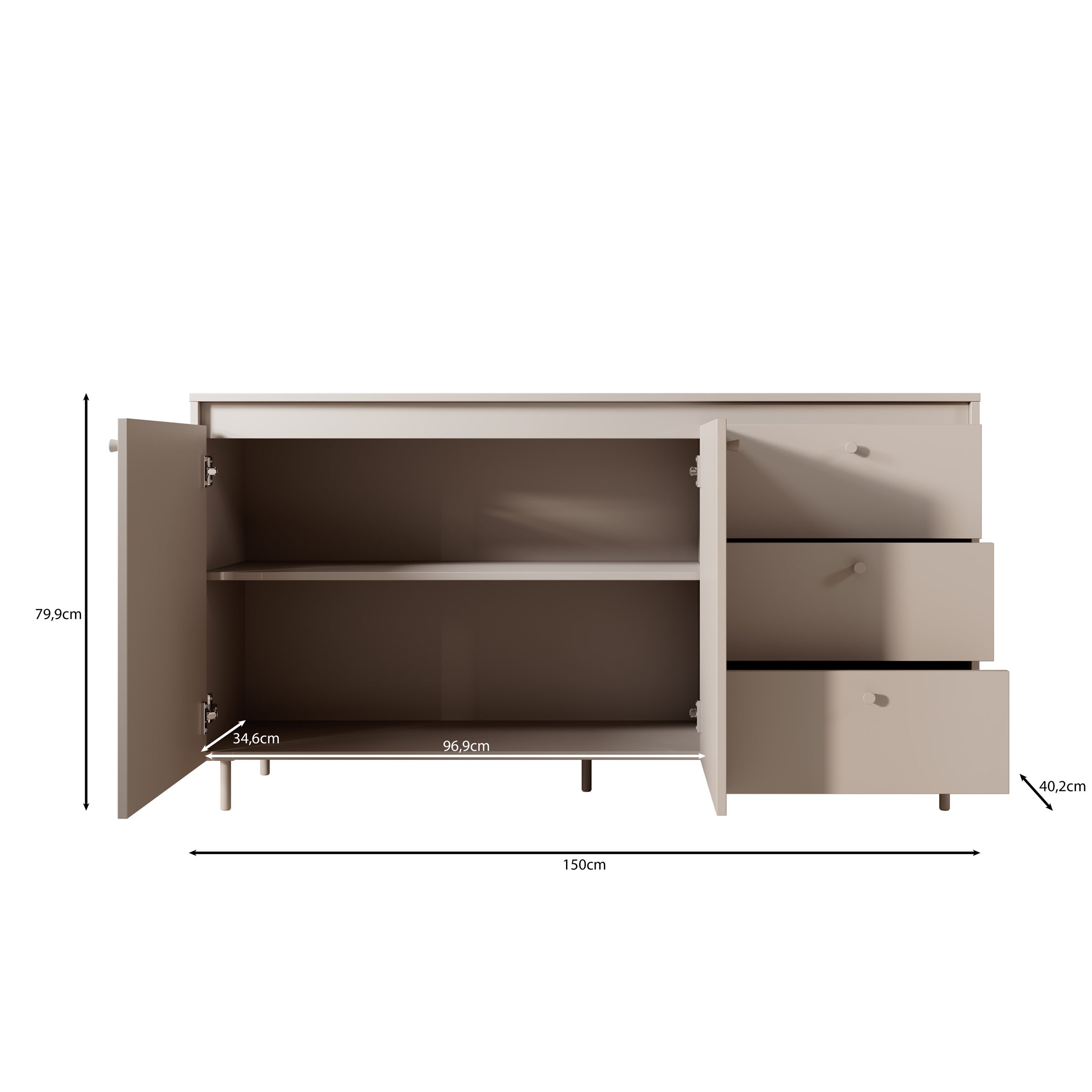 Tiloire - Dressoir - Beige - 150x40x80 cm