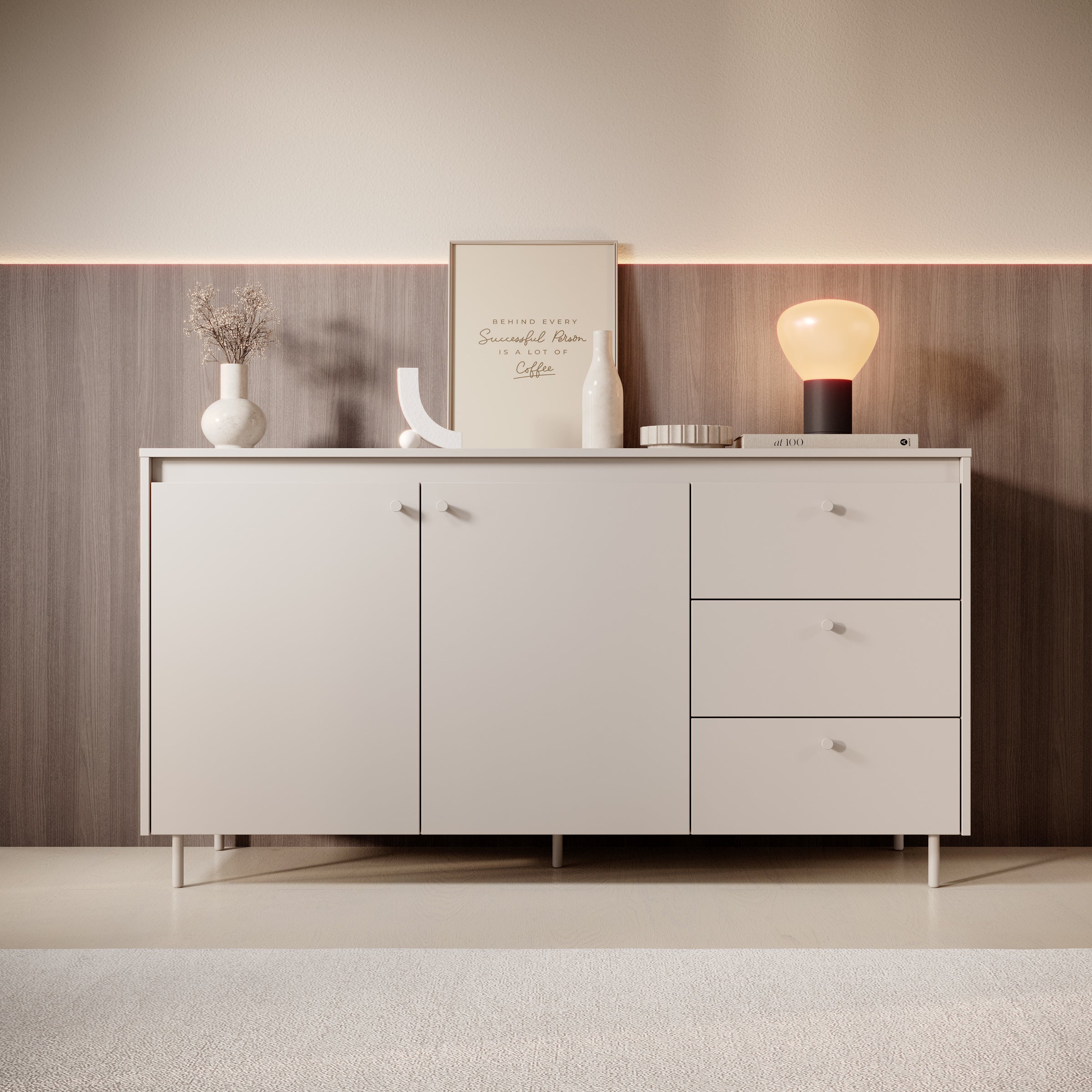 Tiloire - Dressoir - Beige - 150x40x80 cm