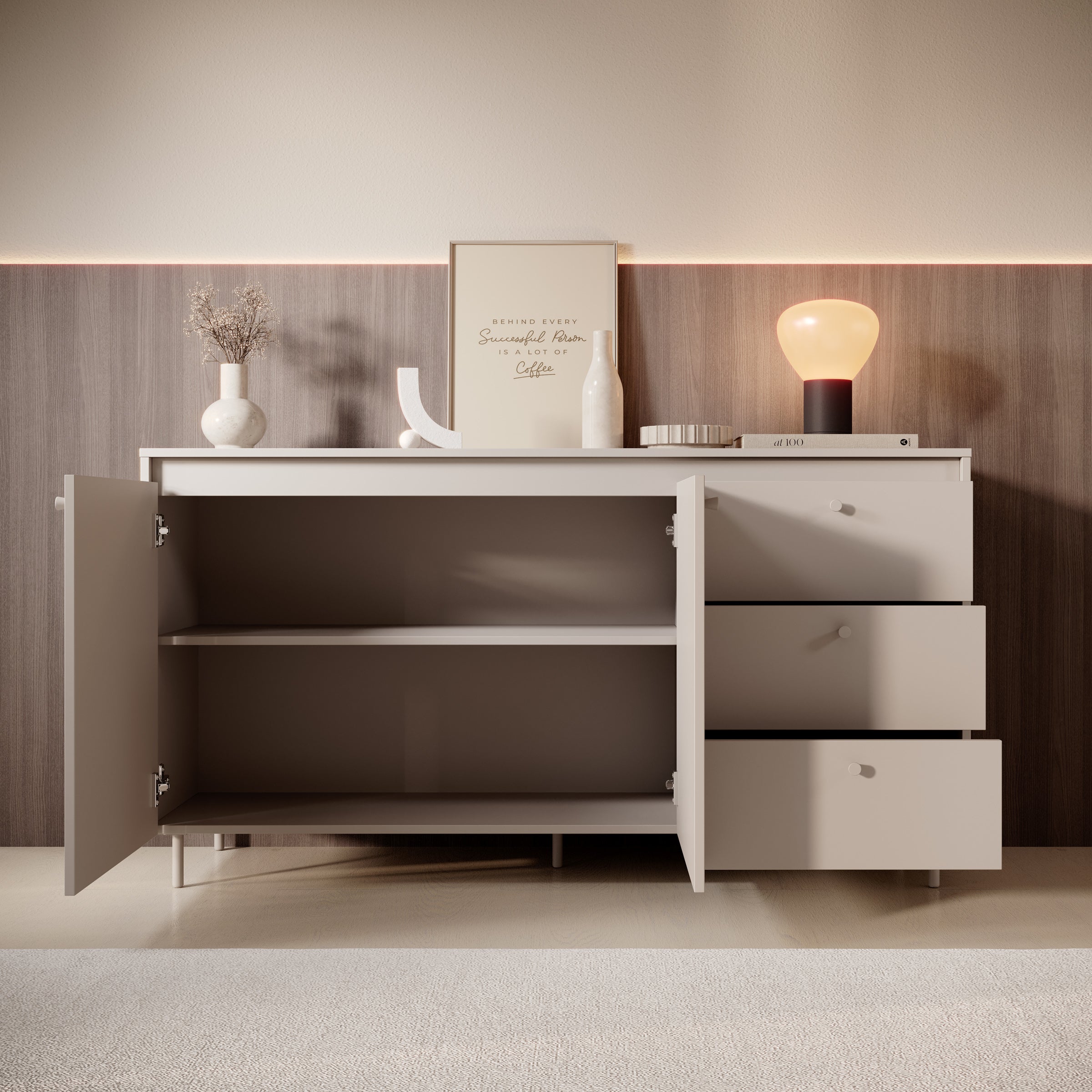 Tiloire - Dressoir - Beige - 150x40x80 cm