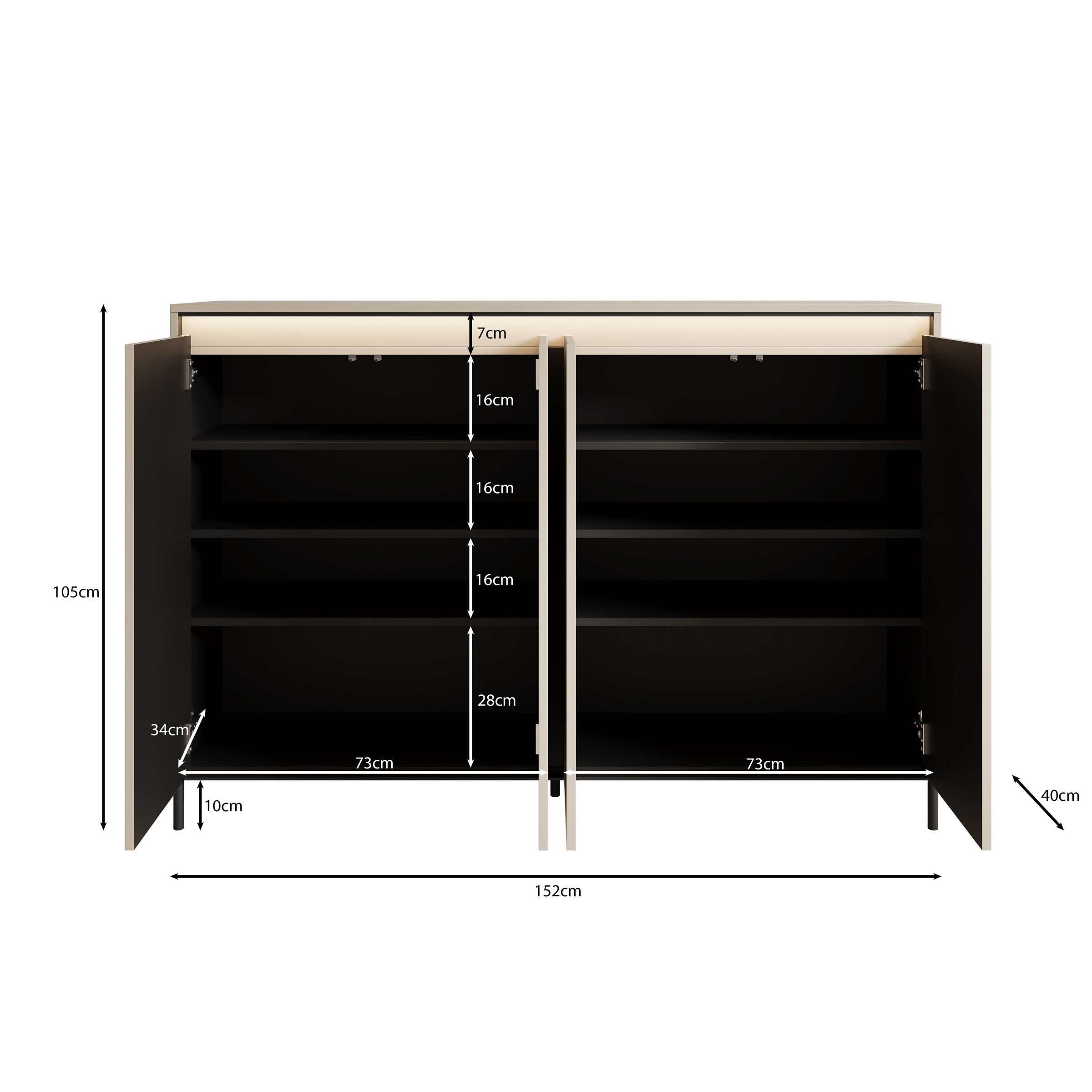 Timoteo - Dressoir - Beige - 152x40x105 cm