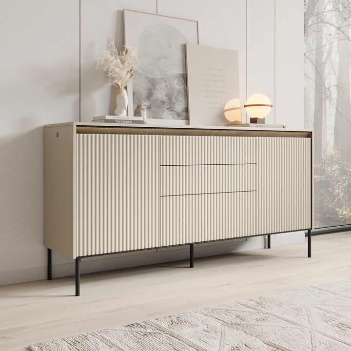Timoteo - Dressoir - Beige - 166x40x83 cm