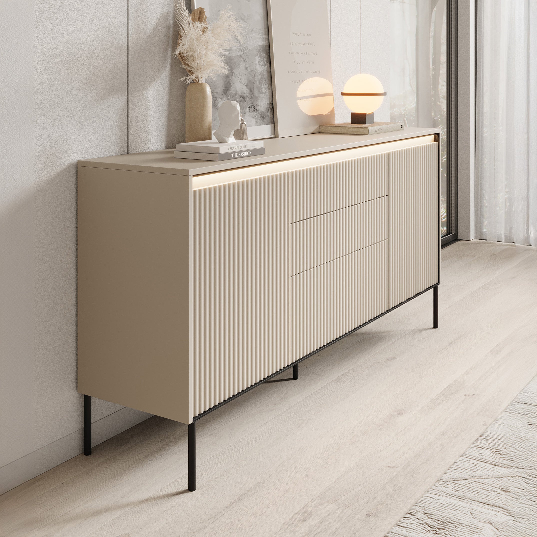 Timoteo - Dressoir - Beige - 166x40x83 cm