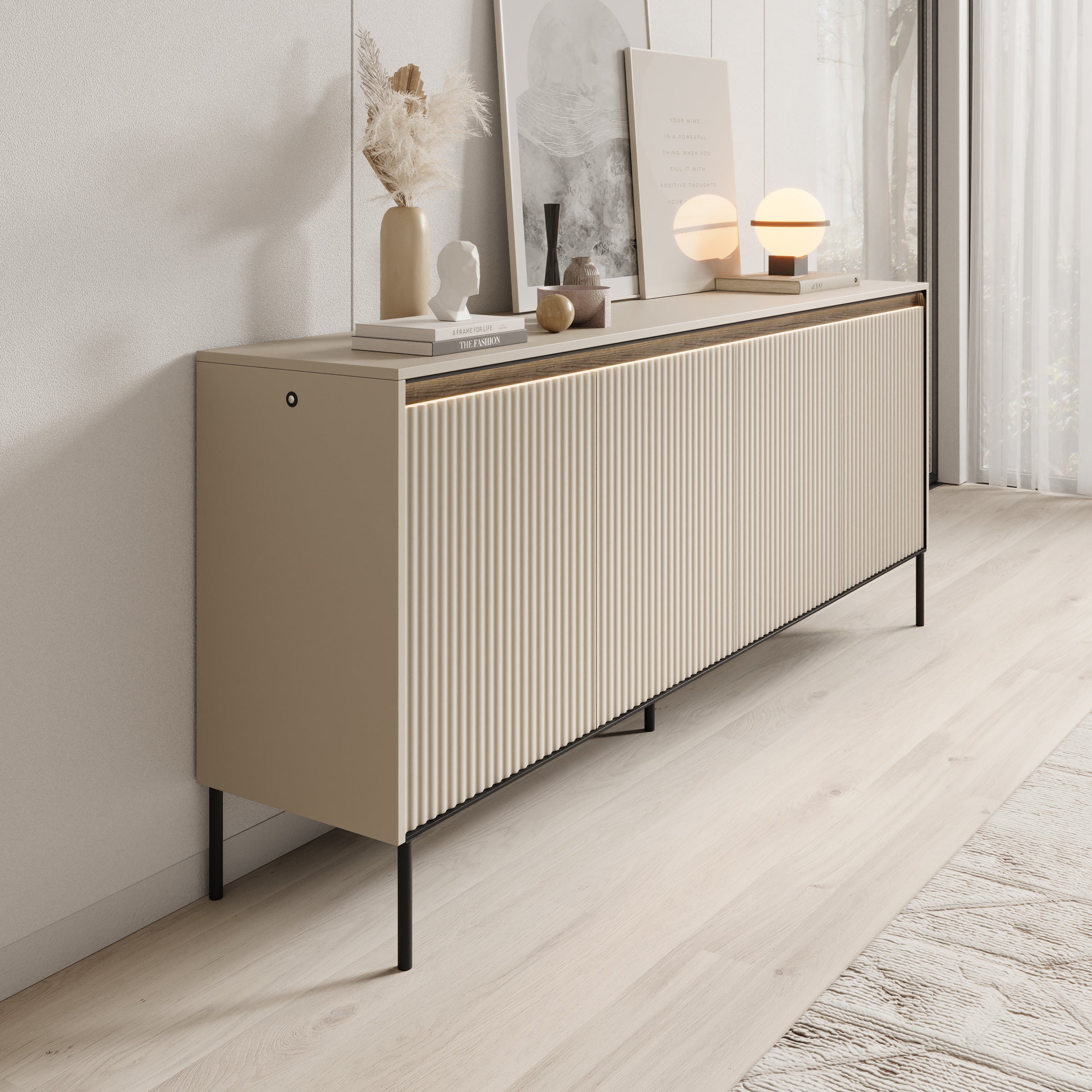Timoteo - Dressoir - Beige - 193x40x83 cm