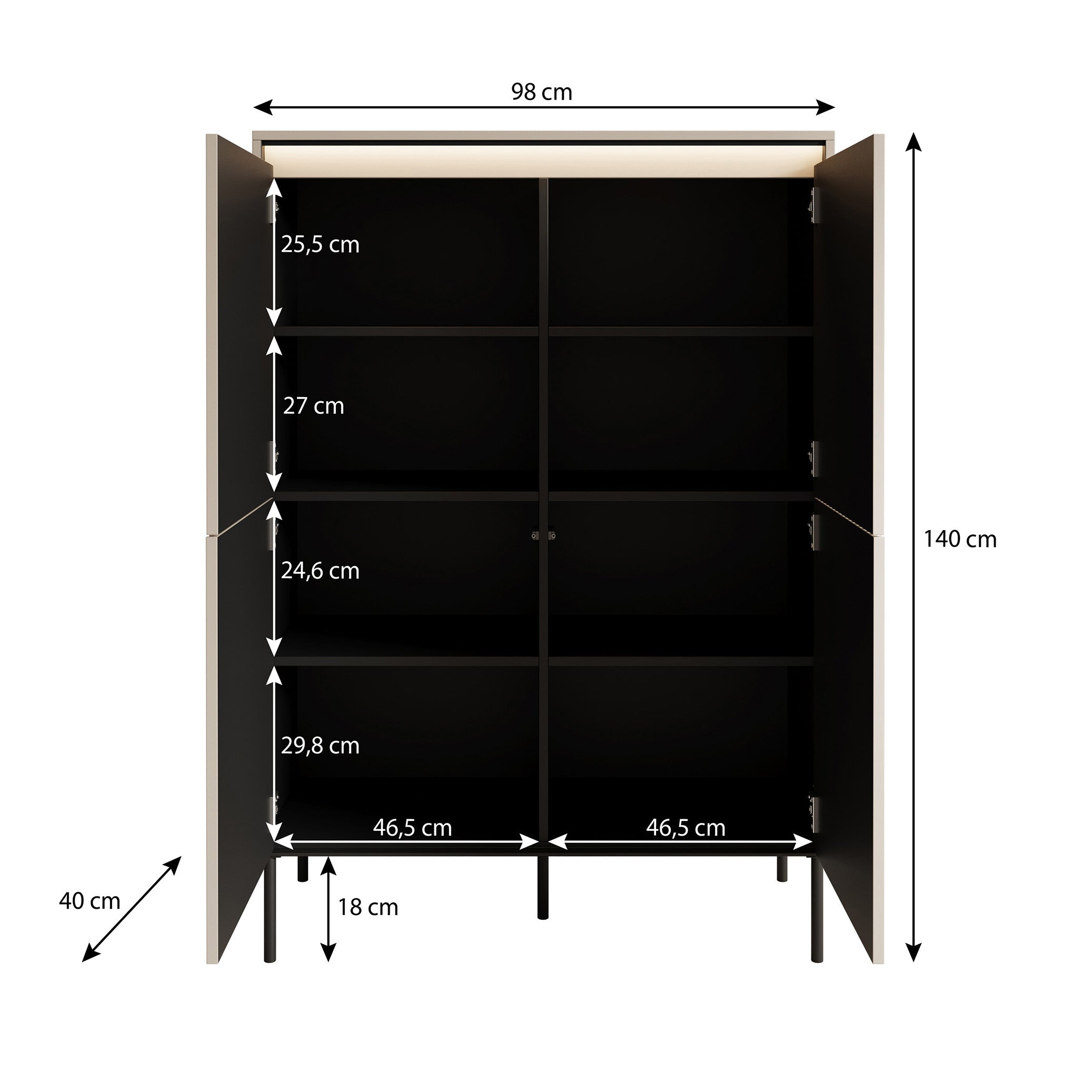 Timoteo - Dressoir - Beige - 98x40x140 cm