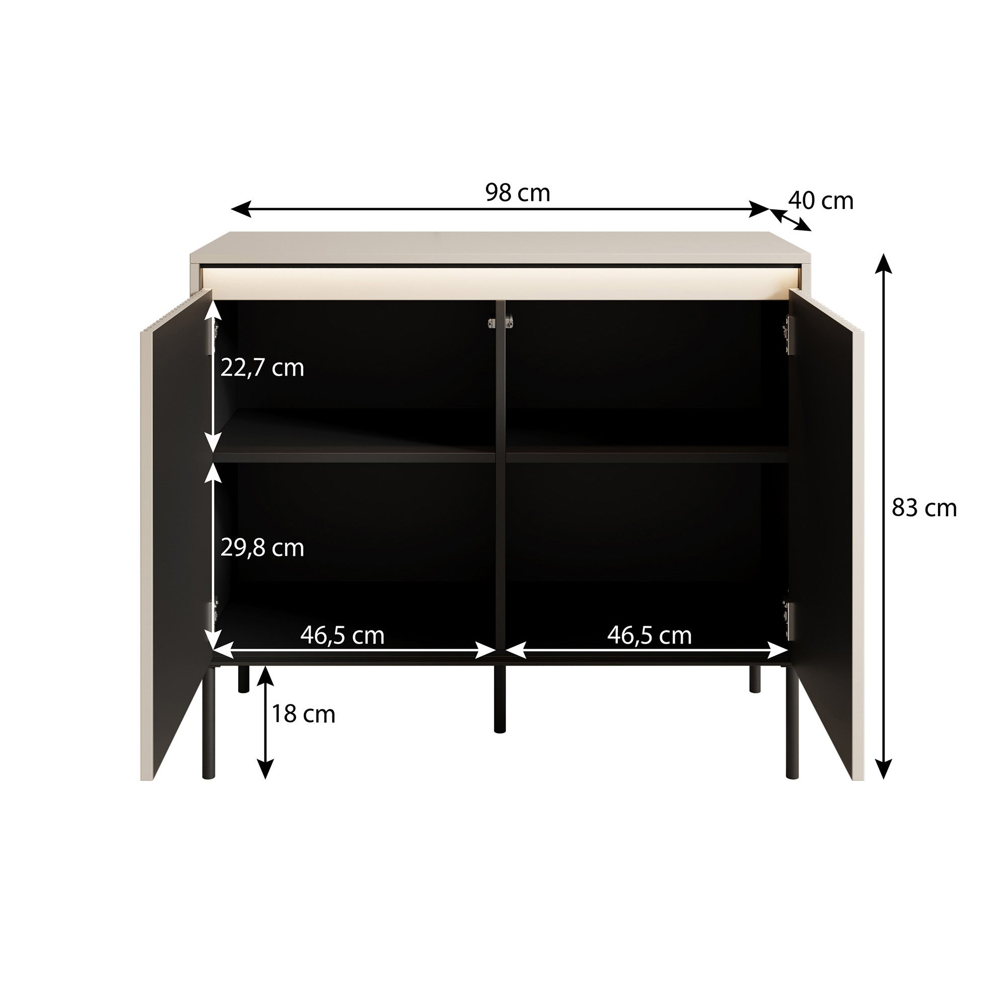 Timoteo - Dressoir - Beige - 98x40x83 cm