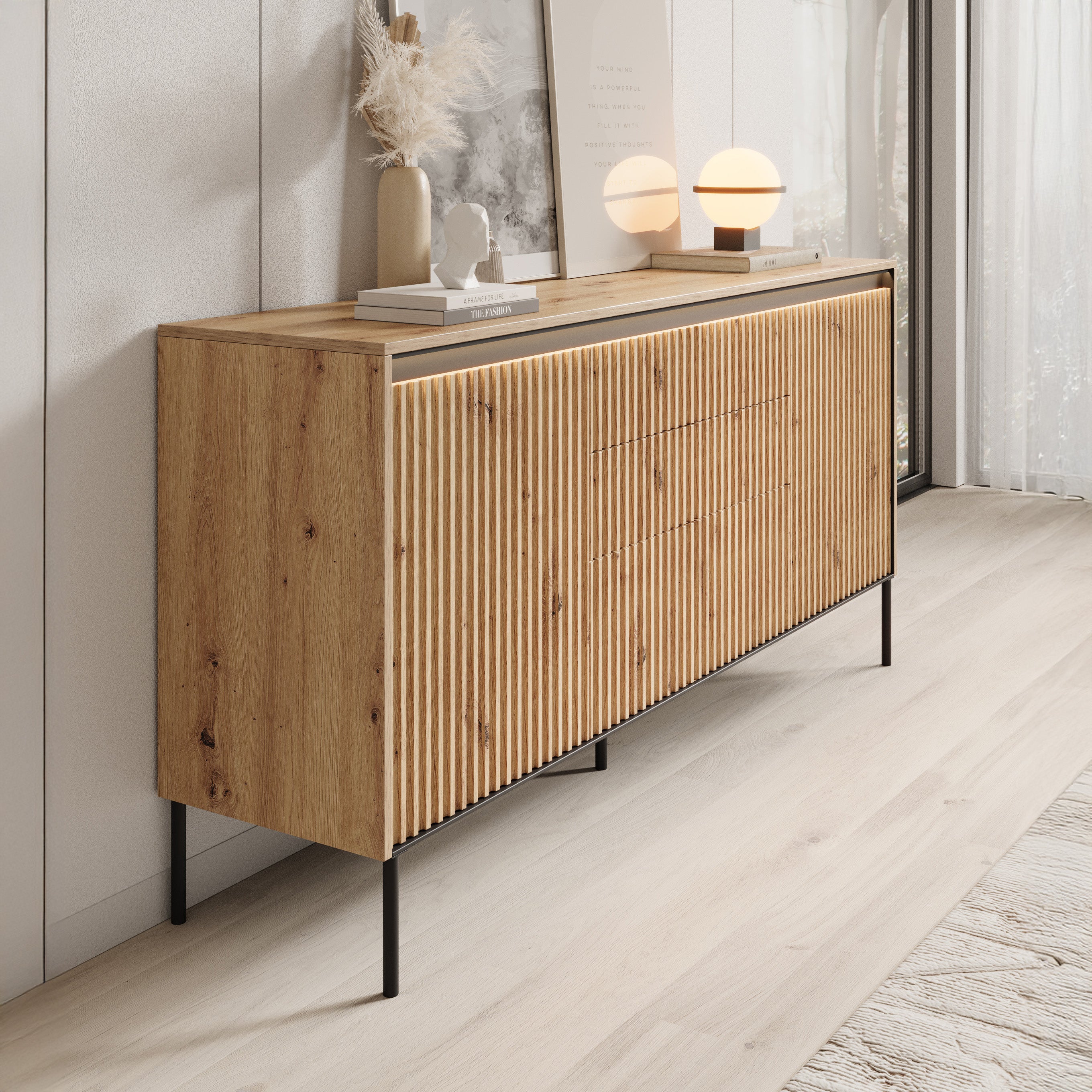 Timoteo - Dressoir - Eiken - 166x40x83 cm