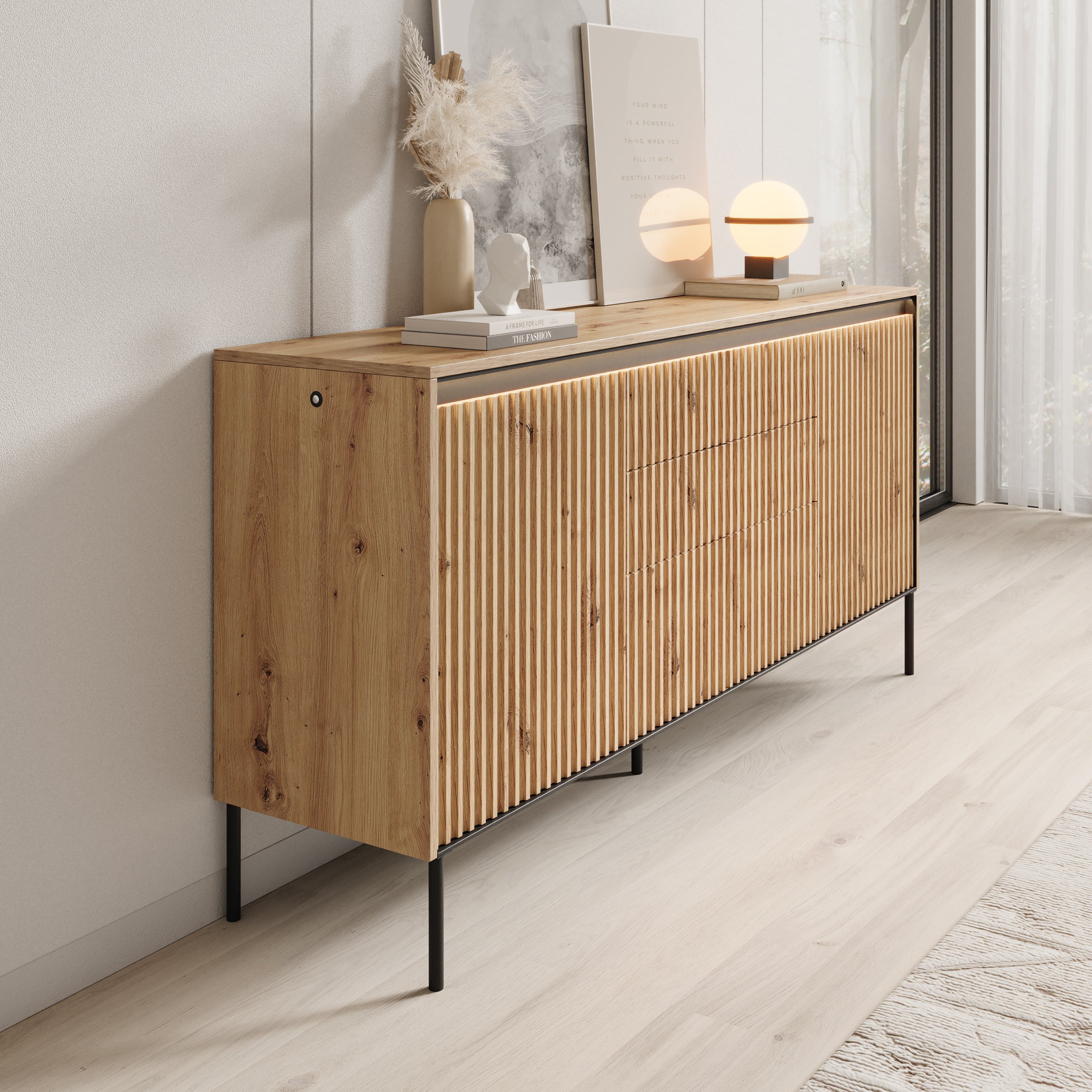 Timoteo - Dressoir - Eiken - 166x40x83 cm