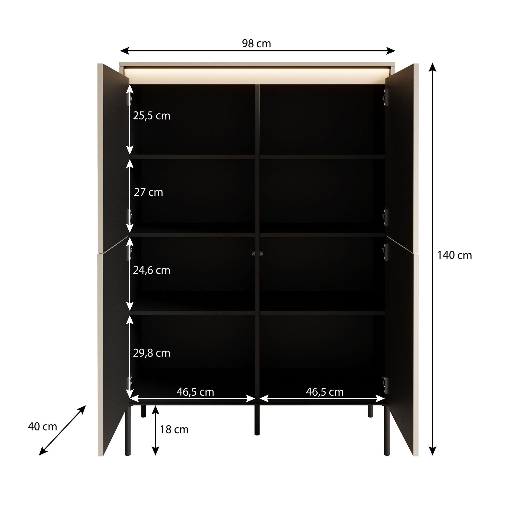 Timoteo - Dressoir - Eiken - 98x40x140 cm