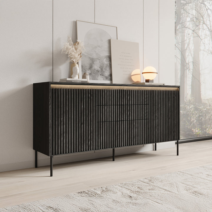 Timoteo - Dressoir - Zwart - 166x40x83 cm
