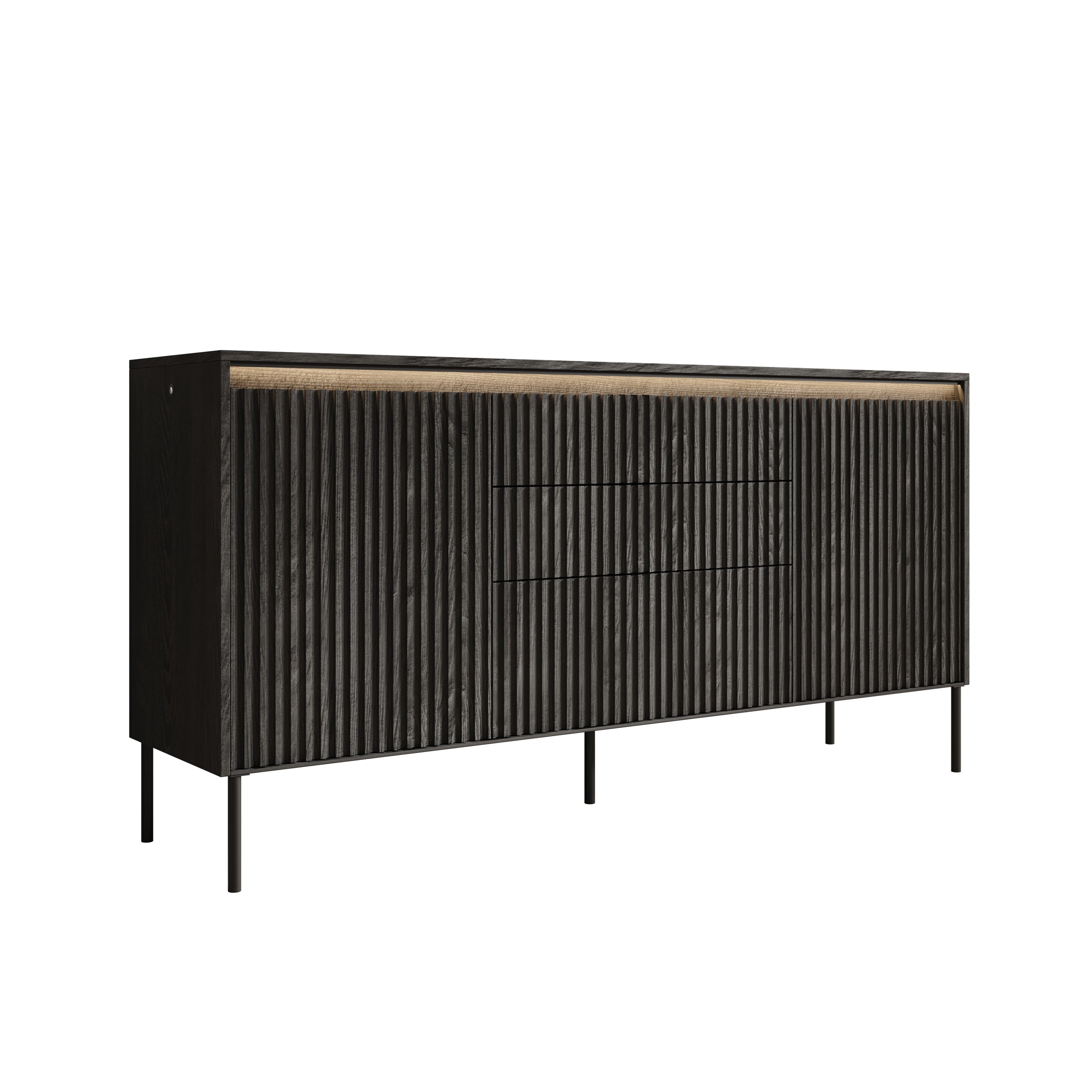 Timoteo - Dressoir - Zwart - 166x40x83 cm