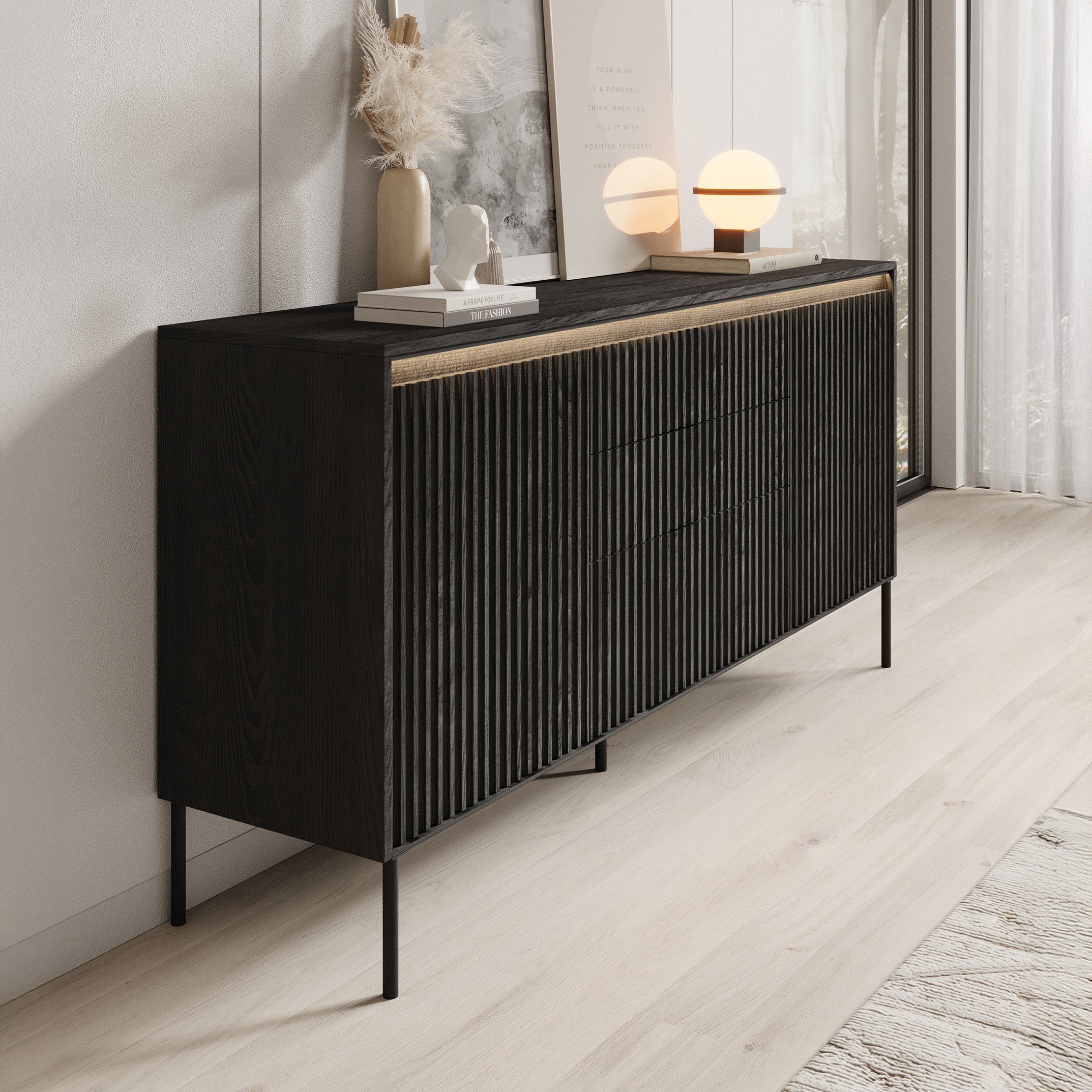 Timoteo - Dressoir - Zwart - 166x40x83 cm