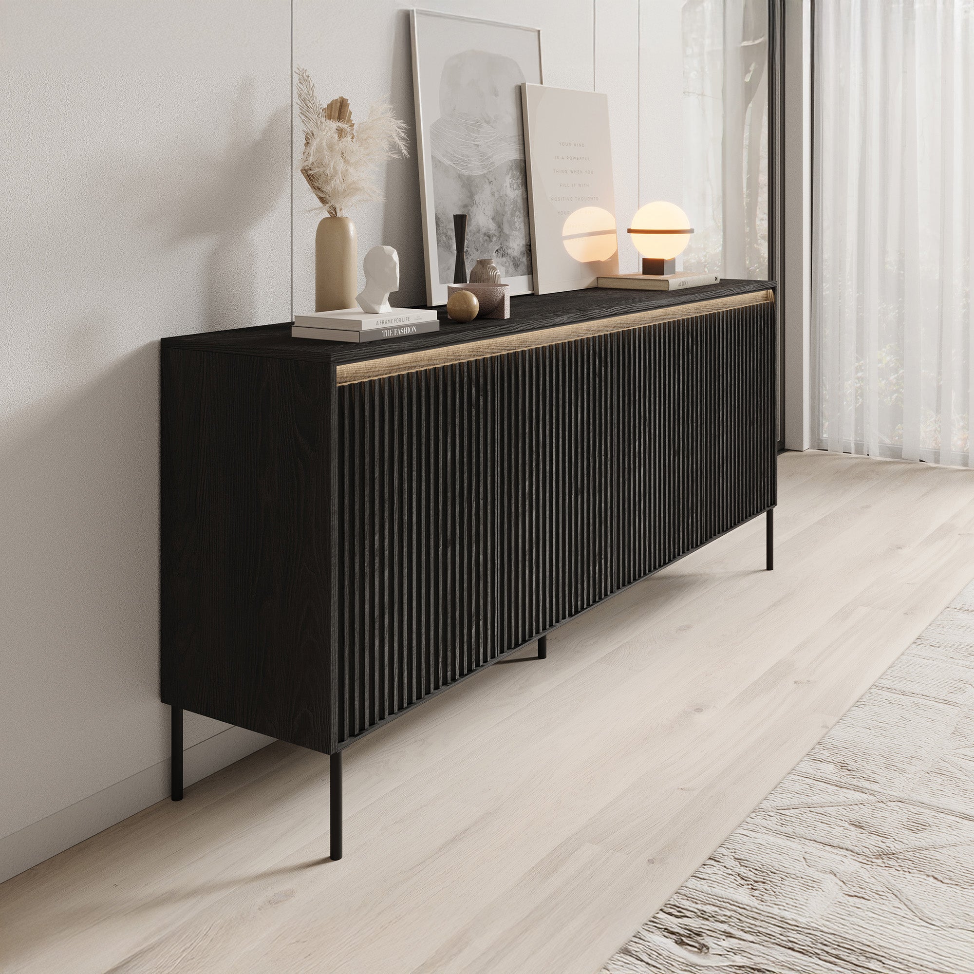 Timoteo - Dressoir - Zwart - 193x40x83 cm