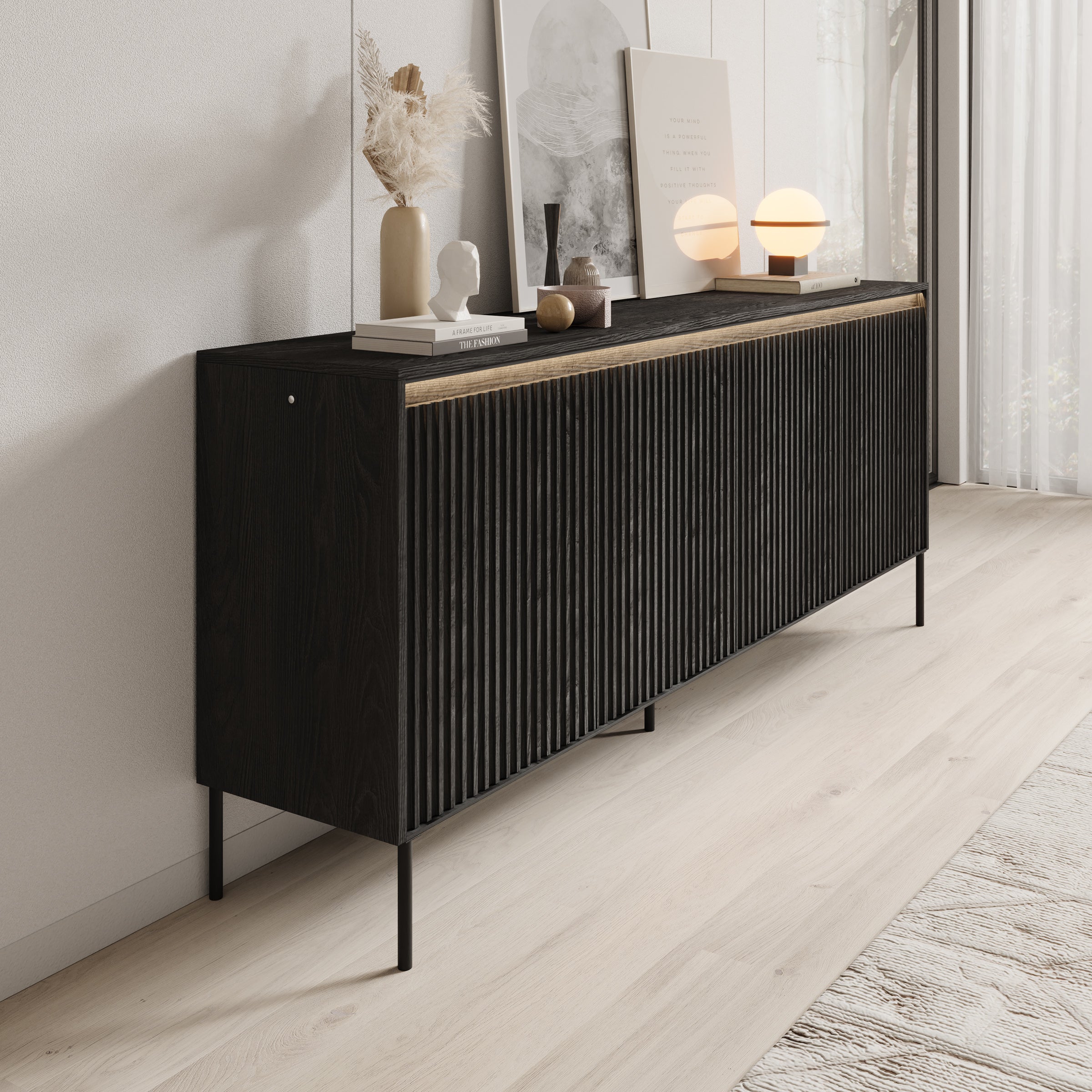 Timoteo - Dressoir - Zwart - 193x40x83 cm