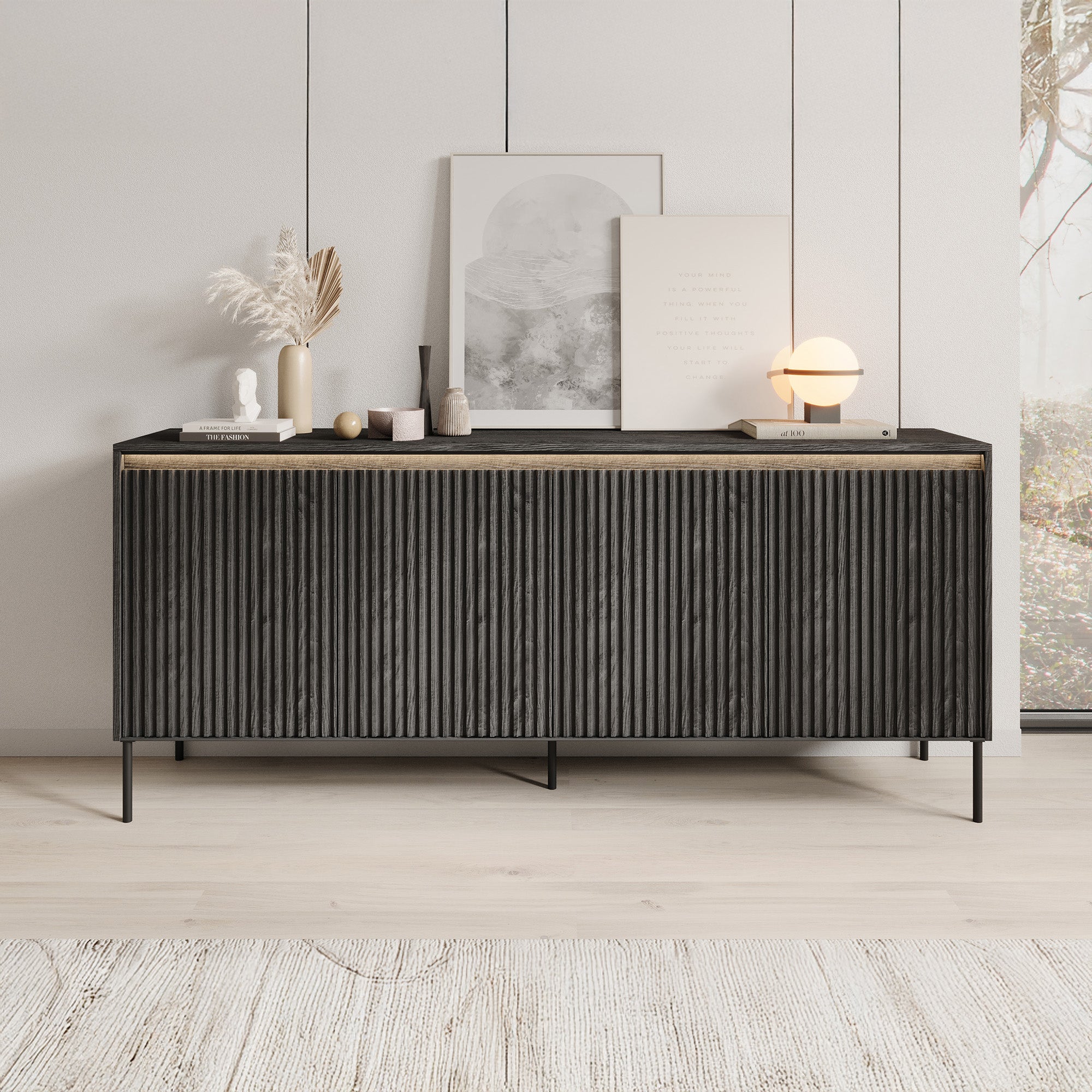 Timoteo - Dressoir - Zwart - 193x40x83 cm