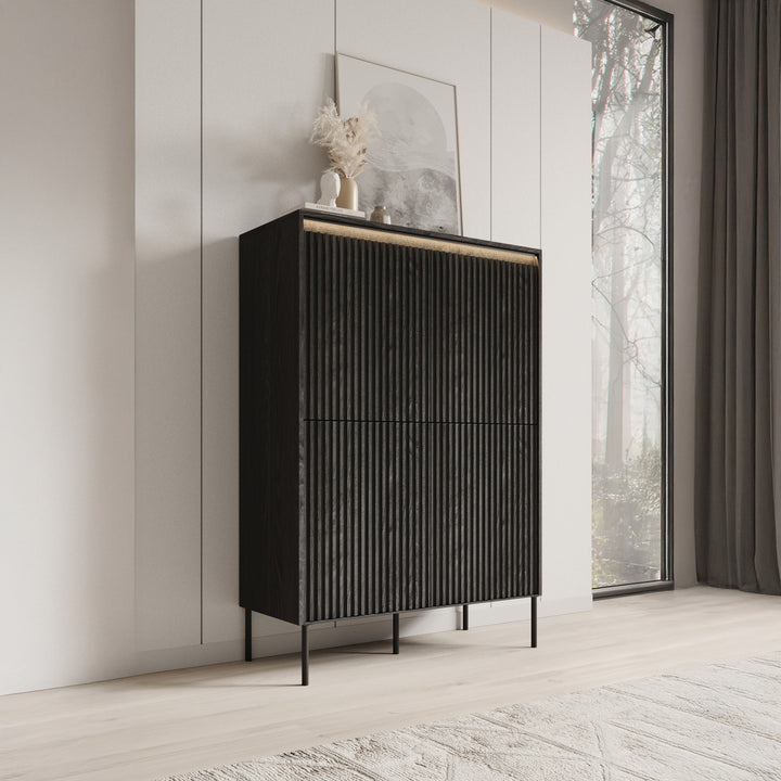 Timoteo - Dressoir - Zwart - 98x40x140 cm