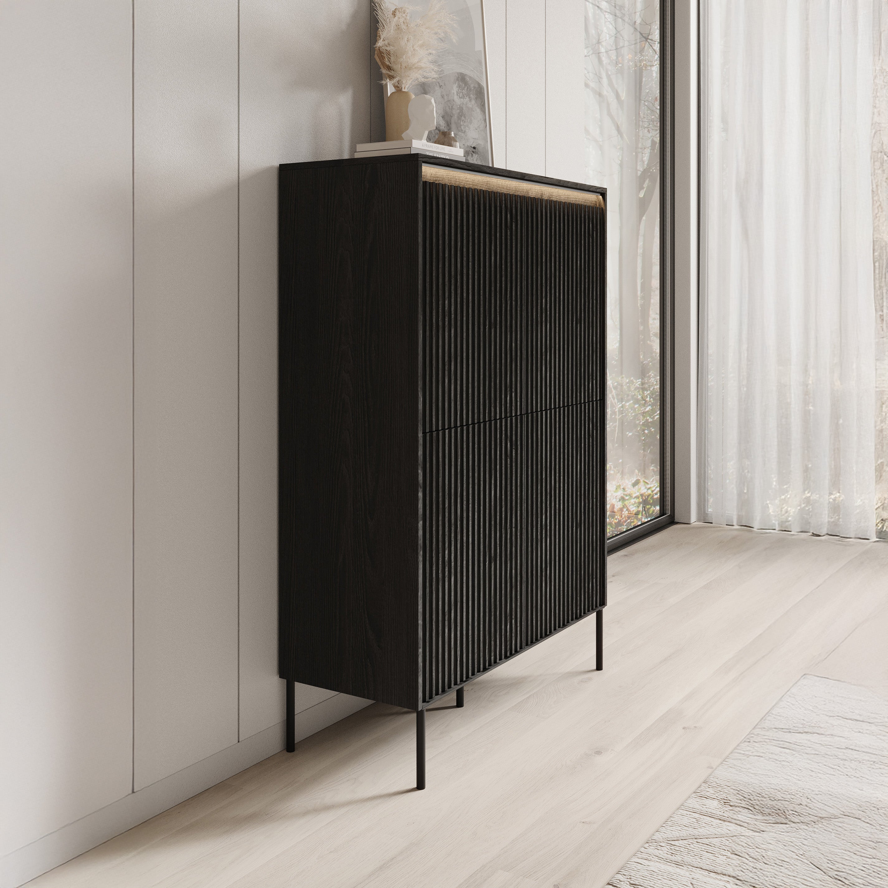 Timoteo - Dressoir - Zwart - 98x40x140 cm