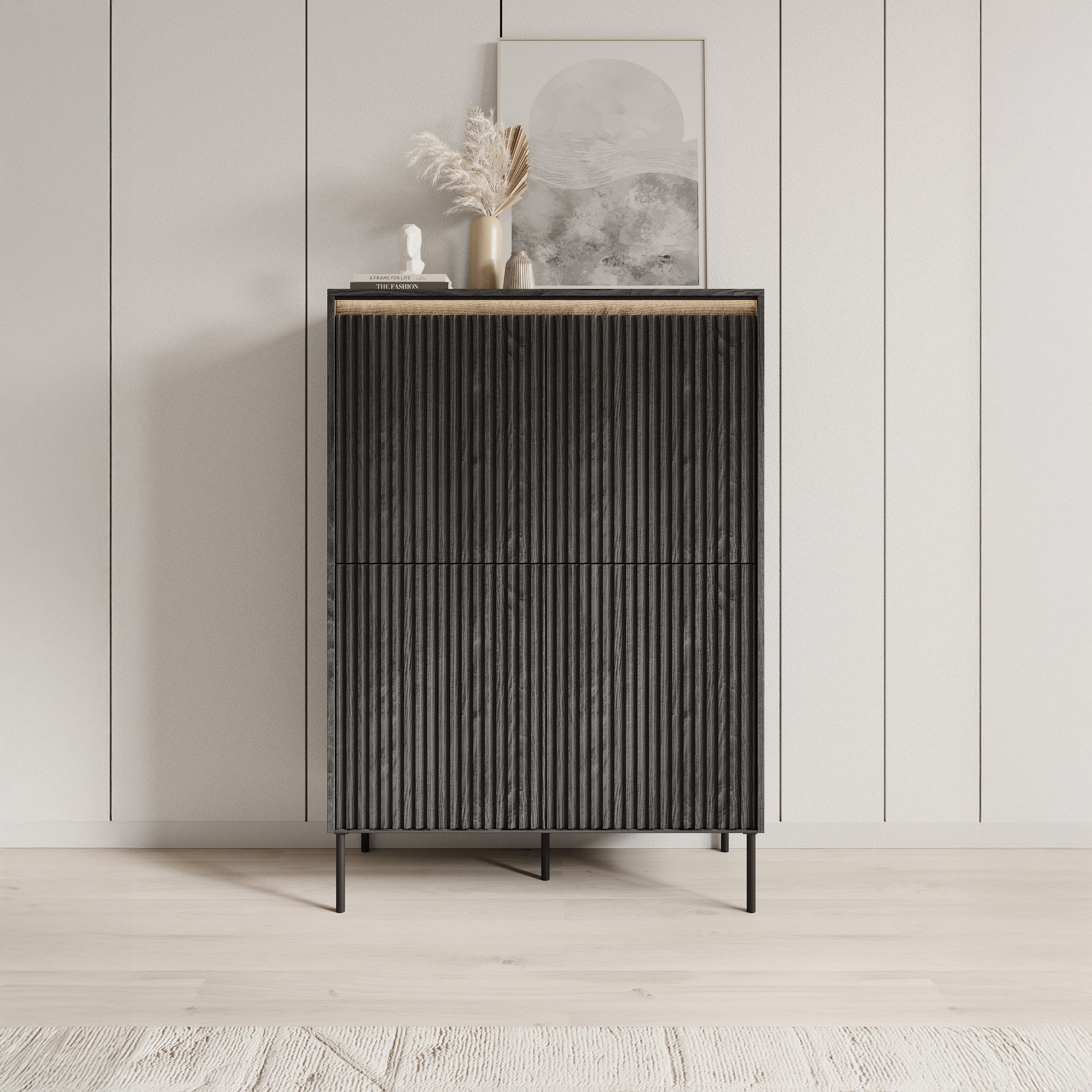 Timoteo - Dressoir - Zwart - 98x40x140 cm