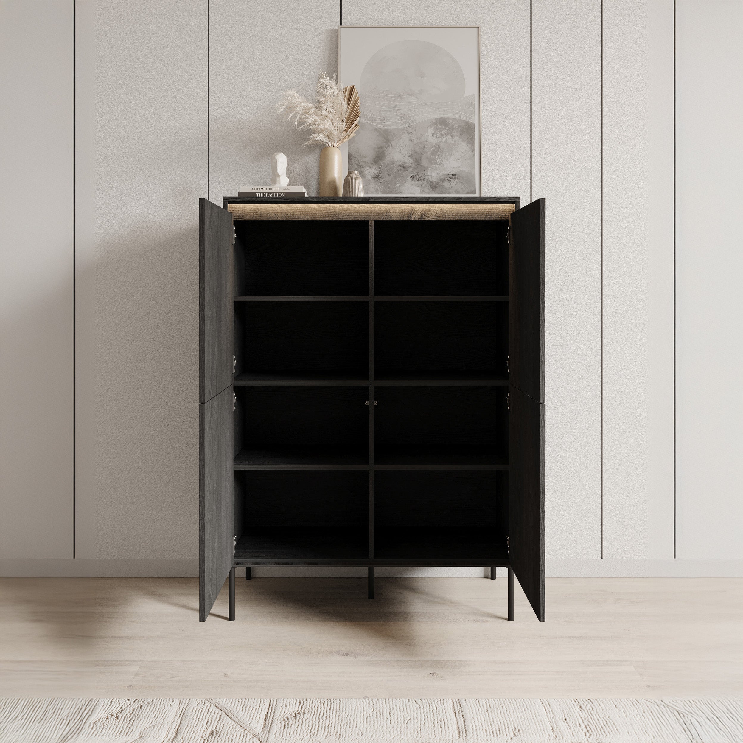 Timoteo - Dressoir - Zwart - 98x40x140 cm