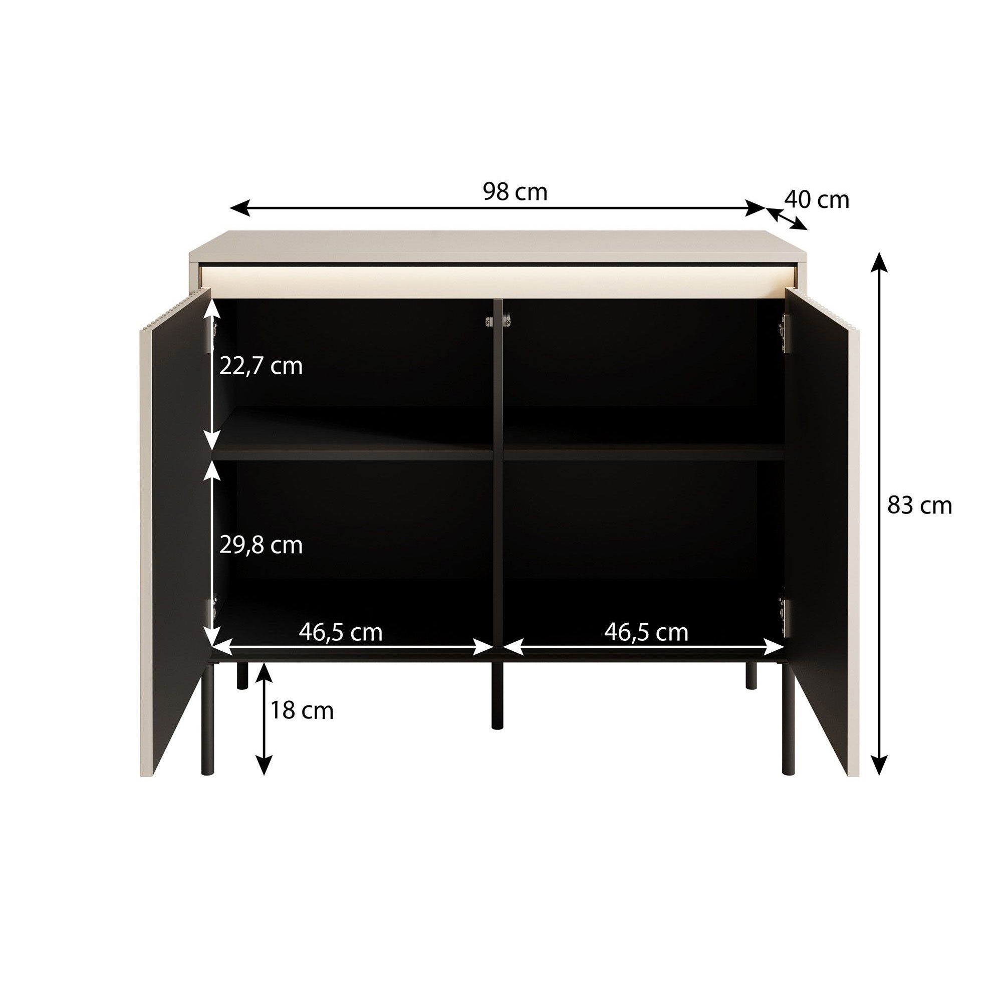 Timoteo - Dressoir - Zwart - 98x40x83 cm