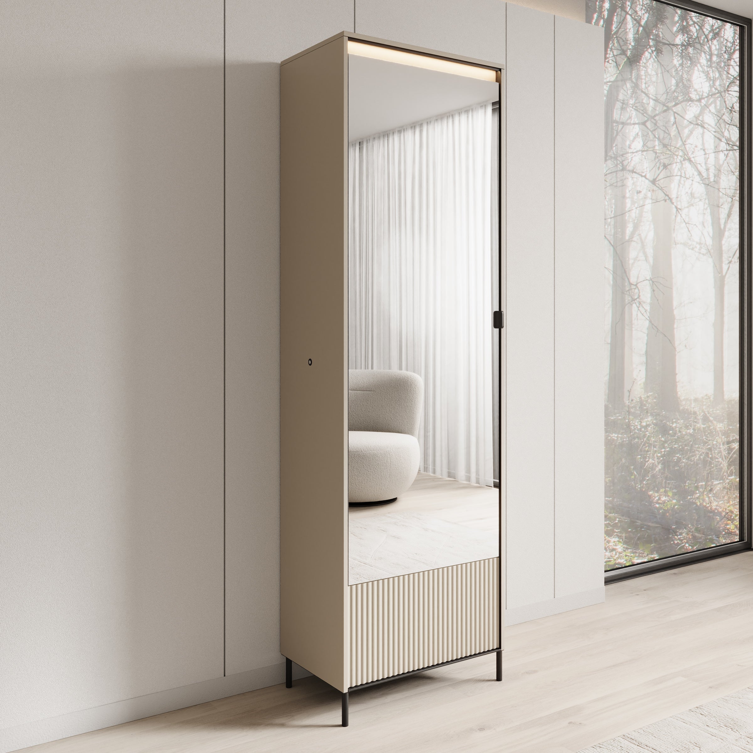 Timoteo - Halkast met deur - Beige - 65x40x210 cm