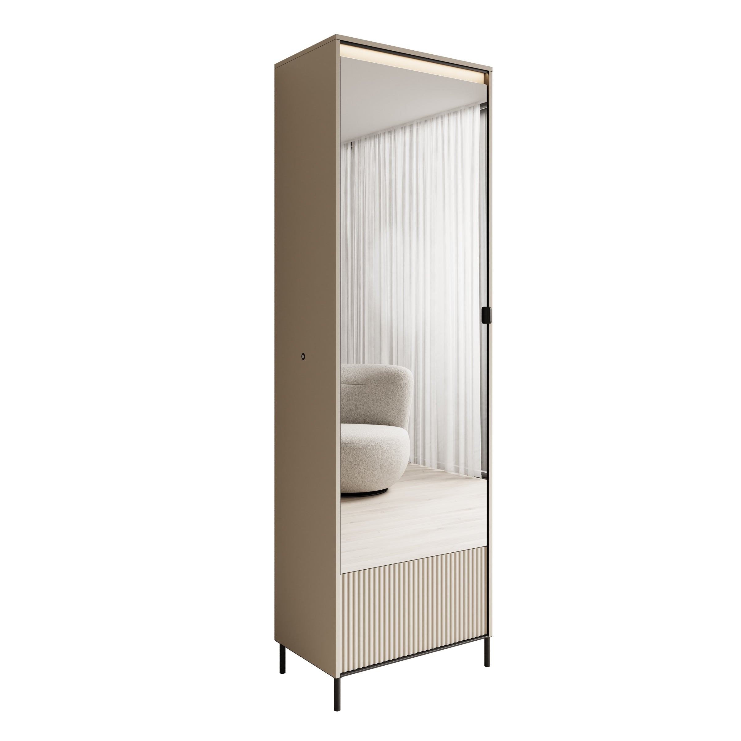 Timoteo - Halkast met deur - Beige - 65x40x210 cm