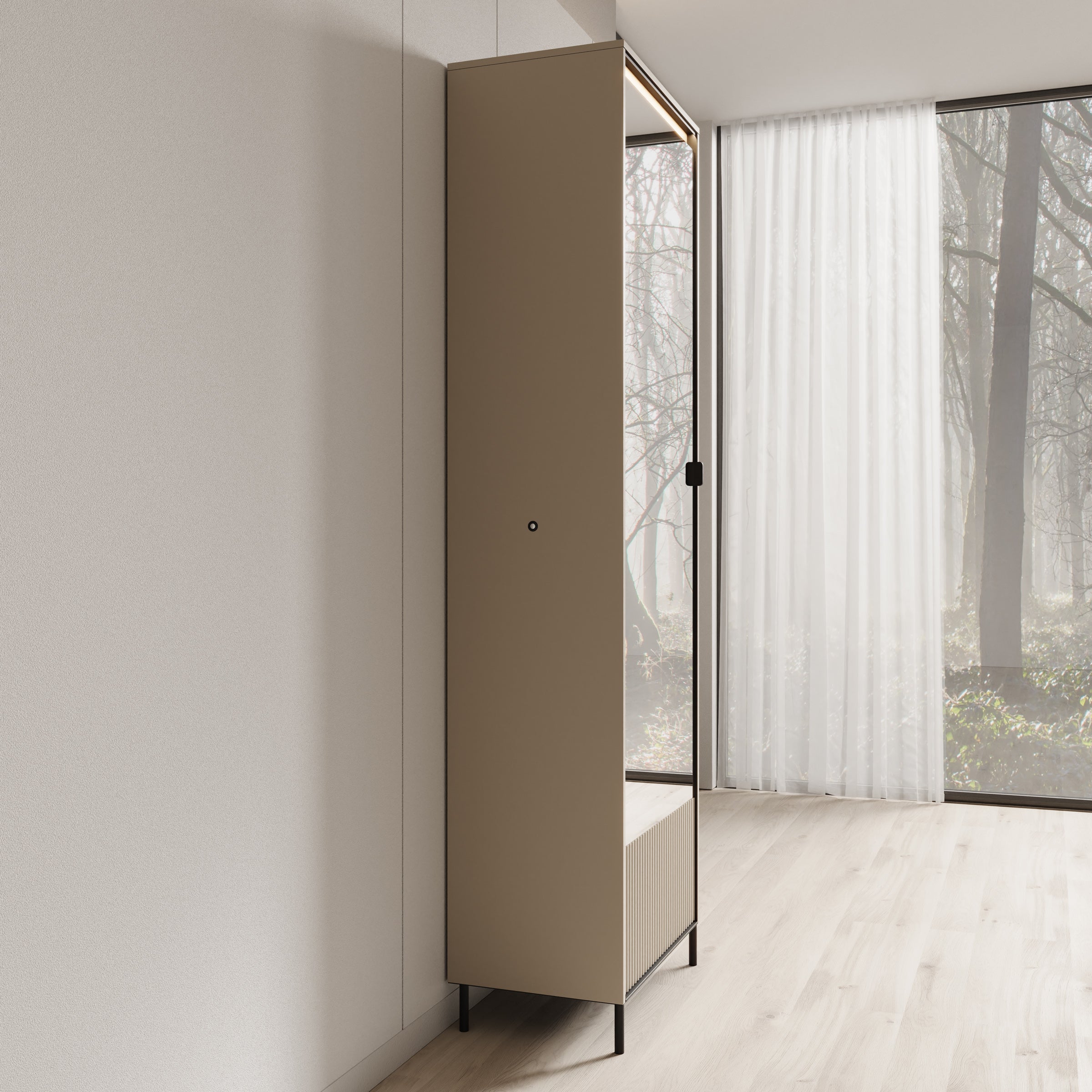 Timoteo - Halkast met deur - Beige - 65x40x210 cm