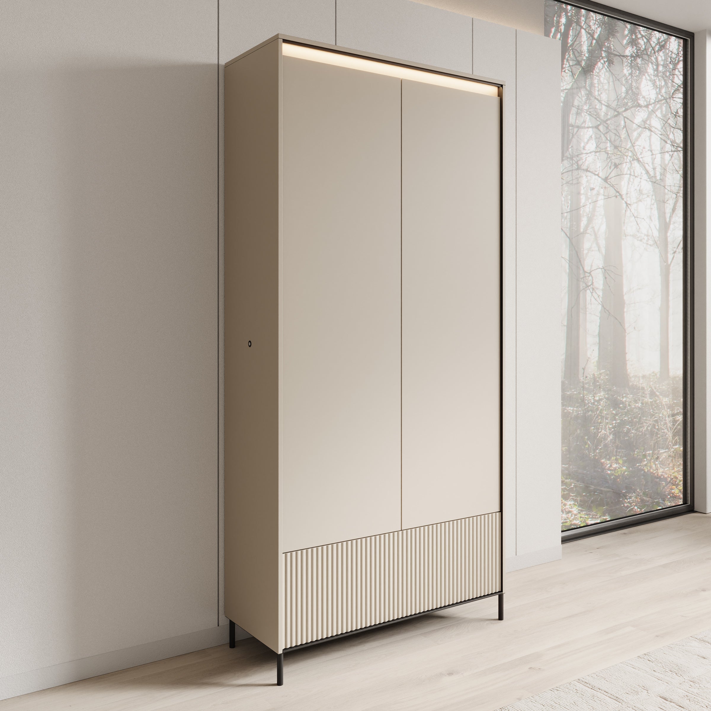 Timoteo - Kledingkast met 2 deuren - Beige - 101x40x210 cm