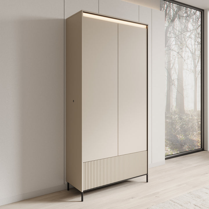 Timoteo - Kledingkast met 2 deuren - Beige - 101x40x210 cm