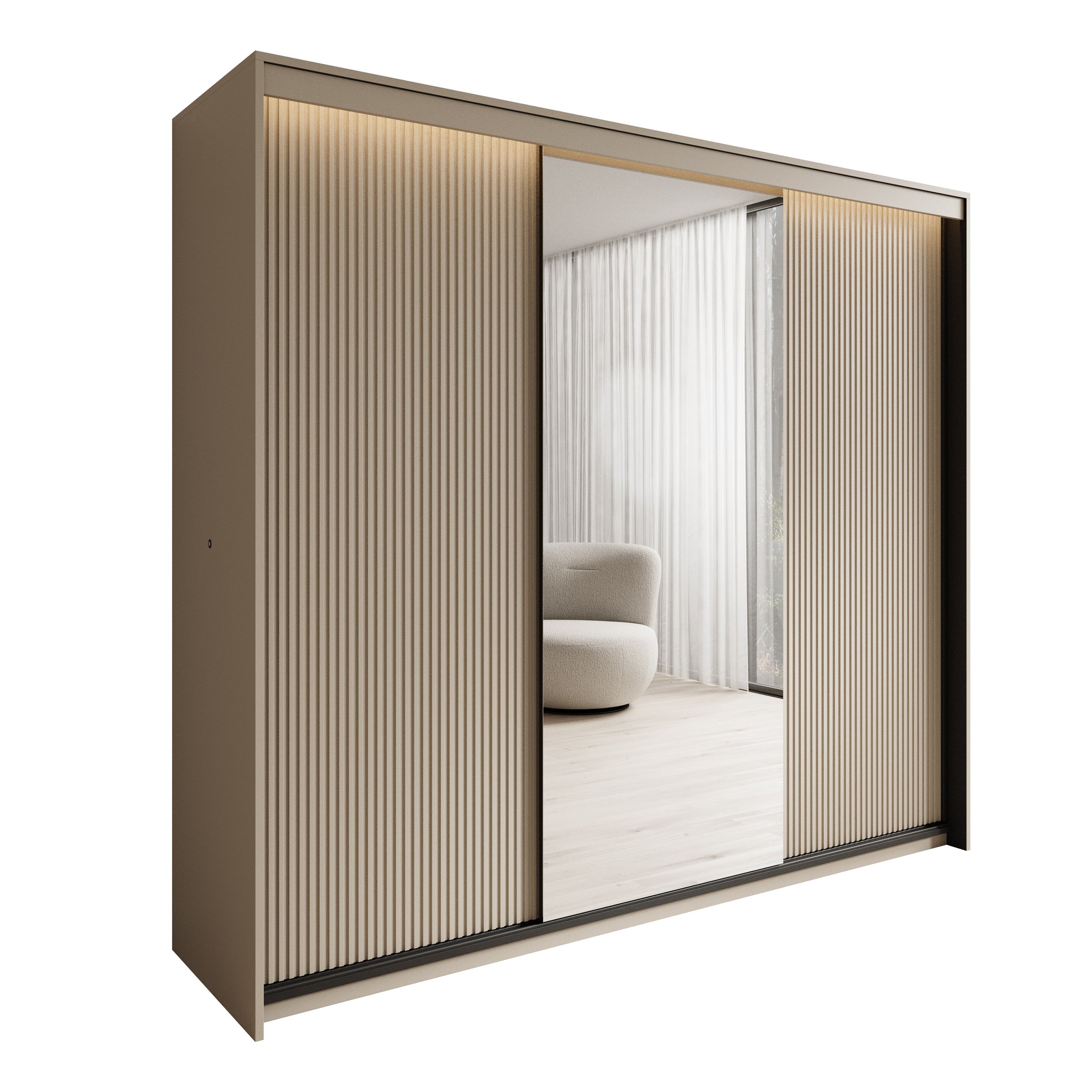 Timoteo - Kledingkast met schuifdeuren - Beige - 250x63x222 cm